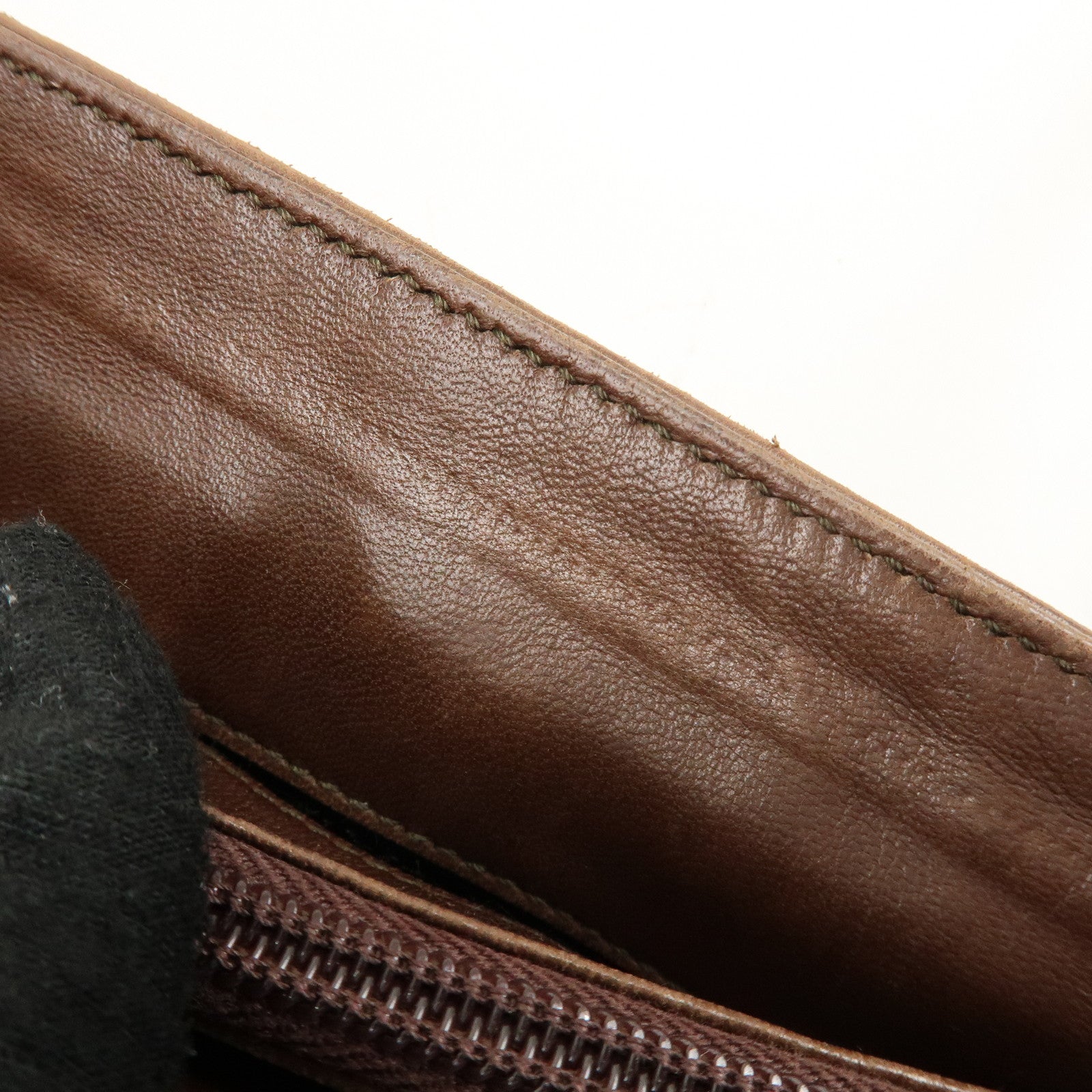 PRADA Triangle Logo Leather Shoulder Bag Crossbody Bag Brown