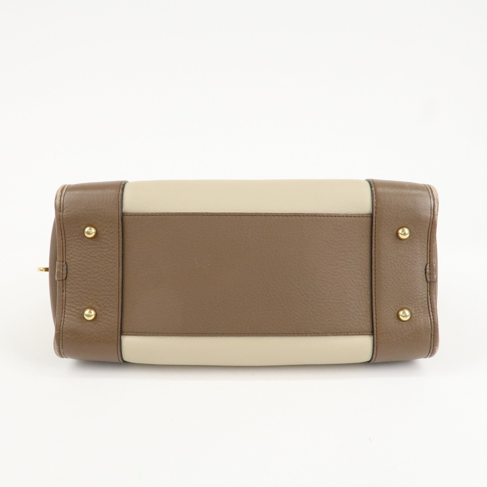 LOEWE Anagram Amazona 28 Leather Hand Bag Brown Ivory Bordeaux Used