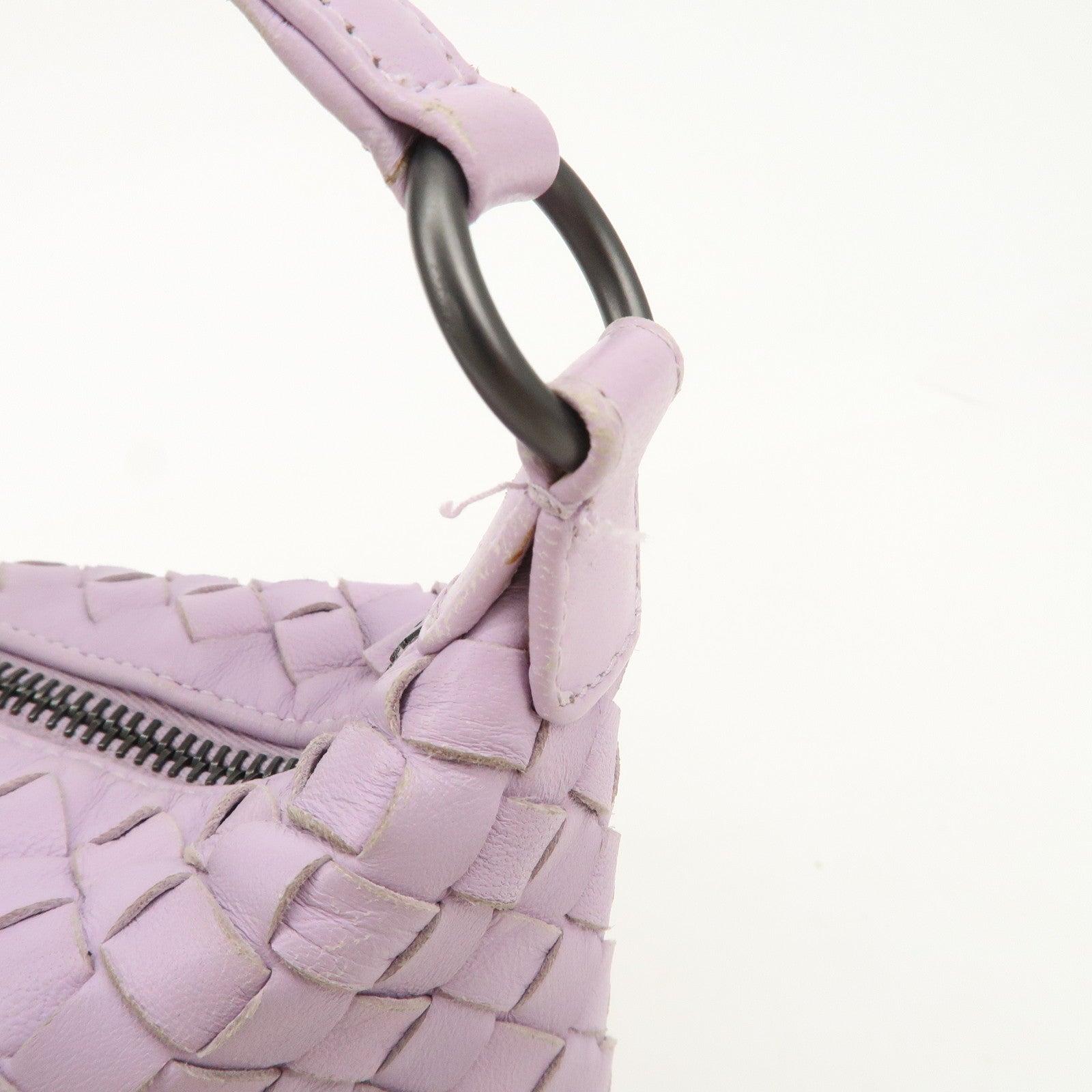 BOTTEGA VENETA Intrecciato Leather Shoulder Bag Hand Bag Purple Used