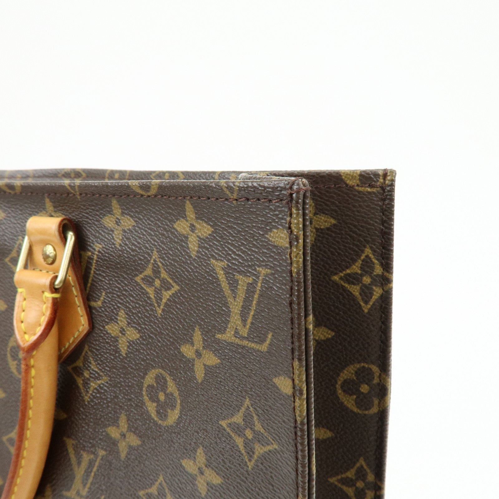 Louis Vuitton Monogram Sac Plat Tote Bag Hand Bag Brown M51140