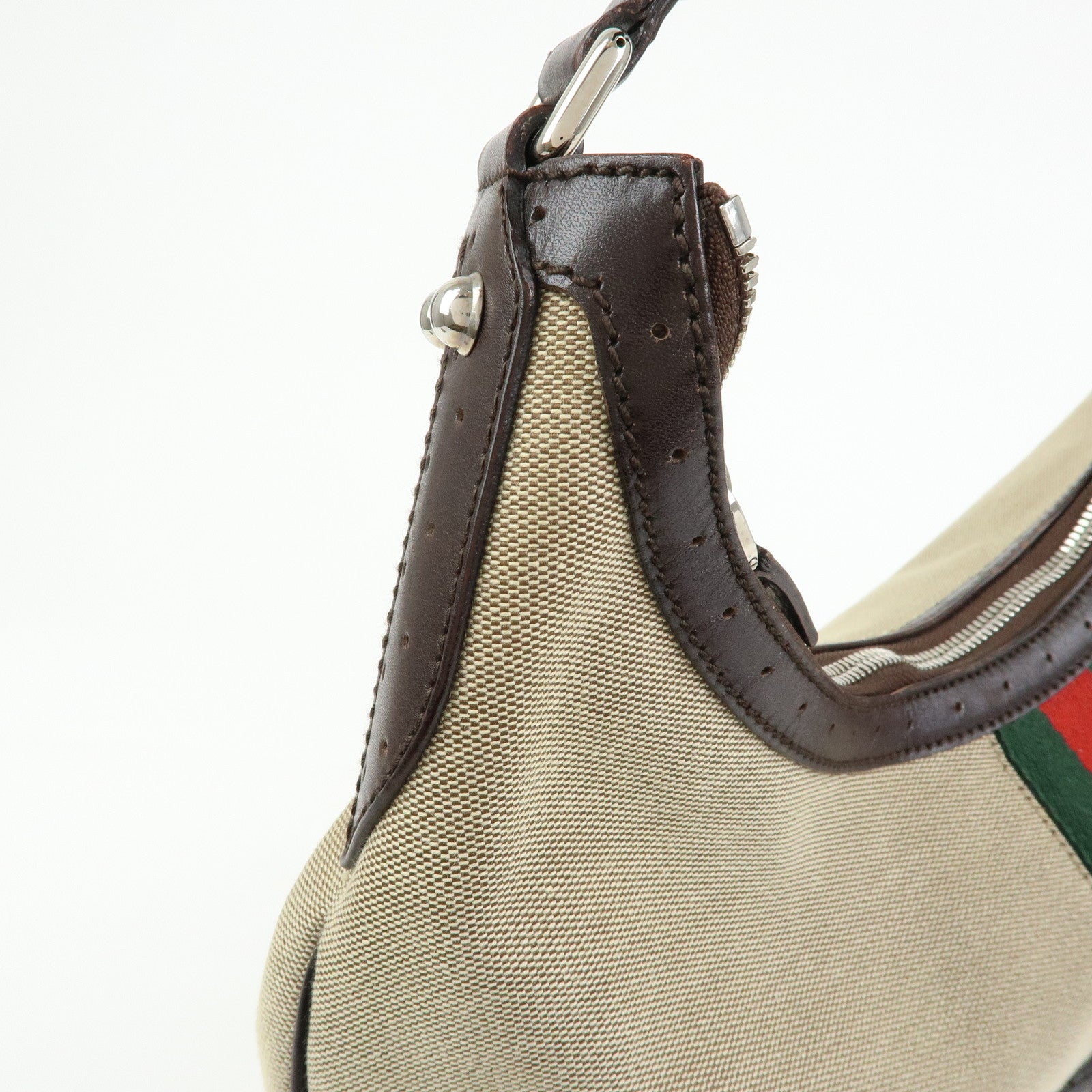 GUCCI Sherry Interlocking G Canvas Shoulder Hand Bag Beige 114871