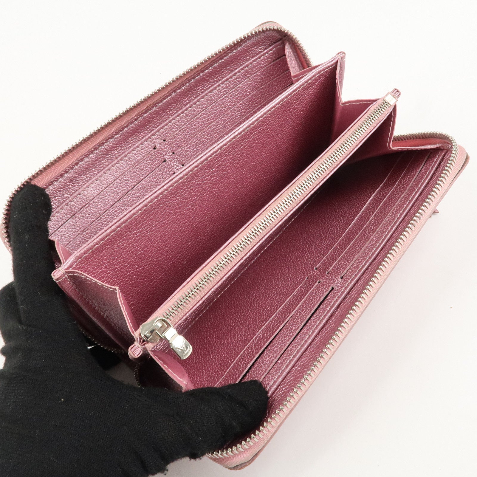 Louis Vuitton Calf Leather Zippy Lock Me Wallet Crystal Rose M69812 Used