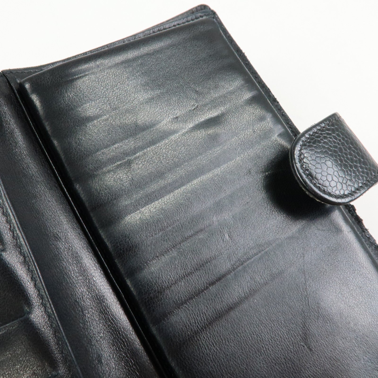 CHANEL COCO Mark Caviarskin Long Wallet Black