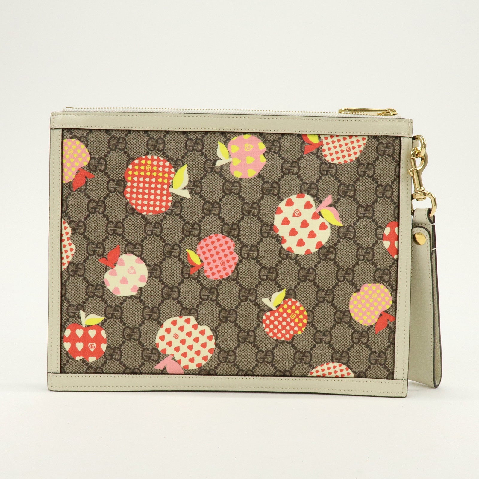GUCCI Les Pommes Collection GG Supreme Leather Clutch Bag 664113