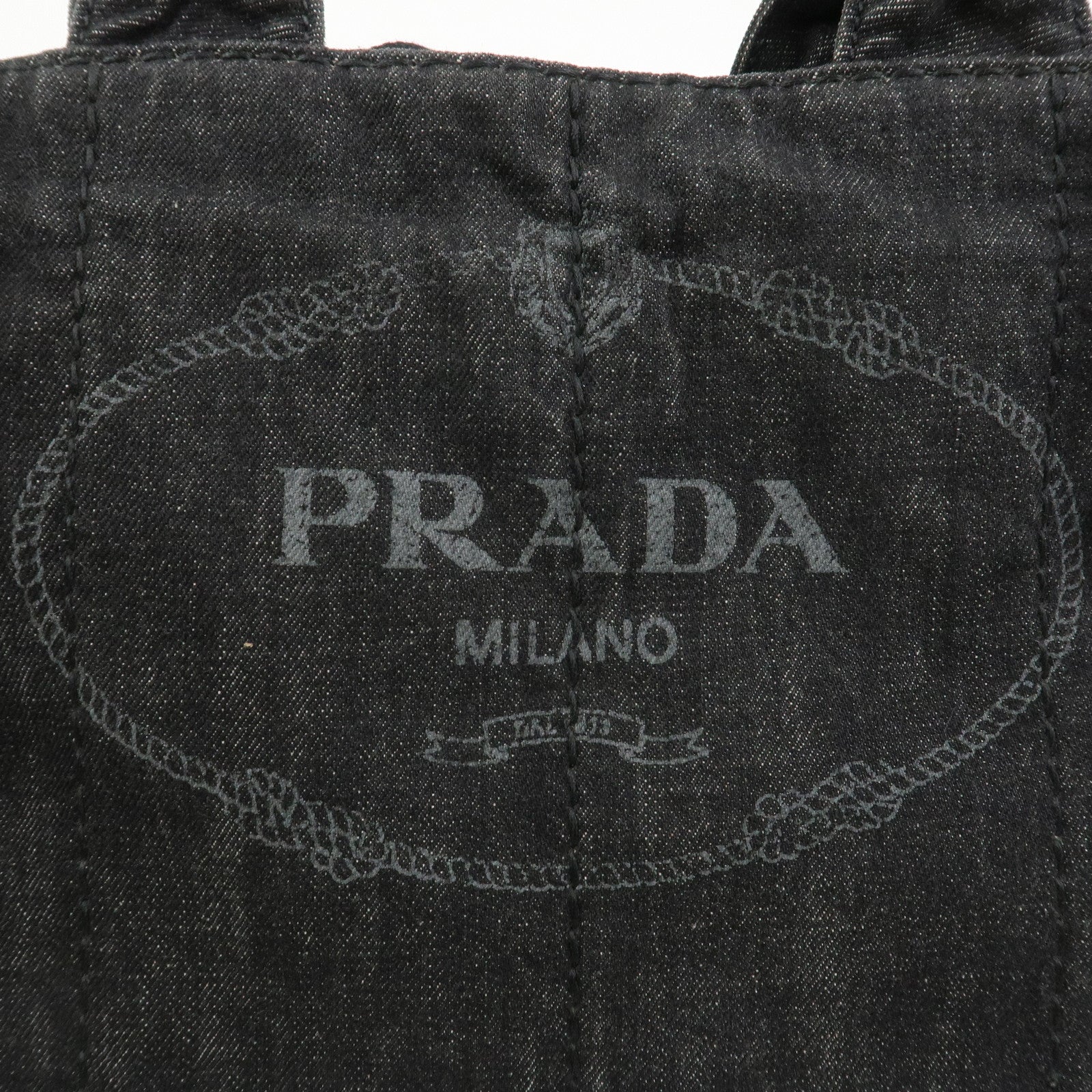 PRADA Canapa Denim 2Way Bag Hand Bag Shoulder Bag Black 1BG642