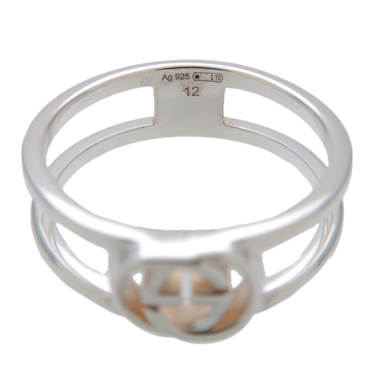 GUCCI Interlocking G Open Band SV925 Ring Silver #12 298036