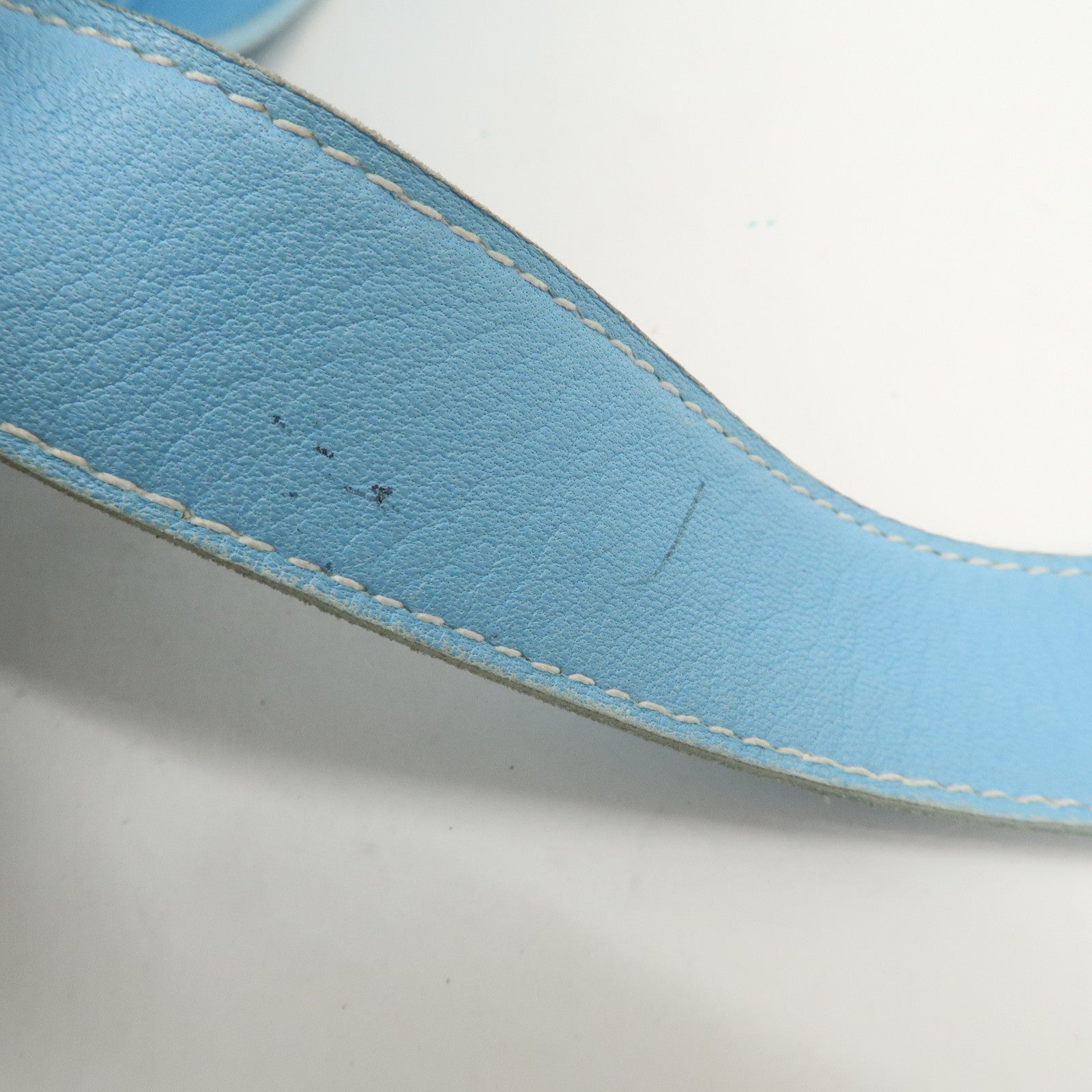 HERMES Lamb Skin Clou de Selle Shoulder Bag Crossbody Bag Blue