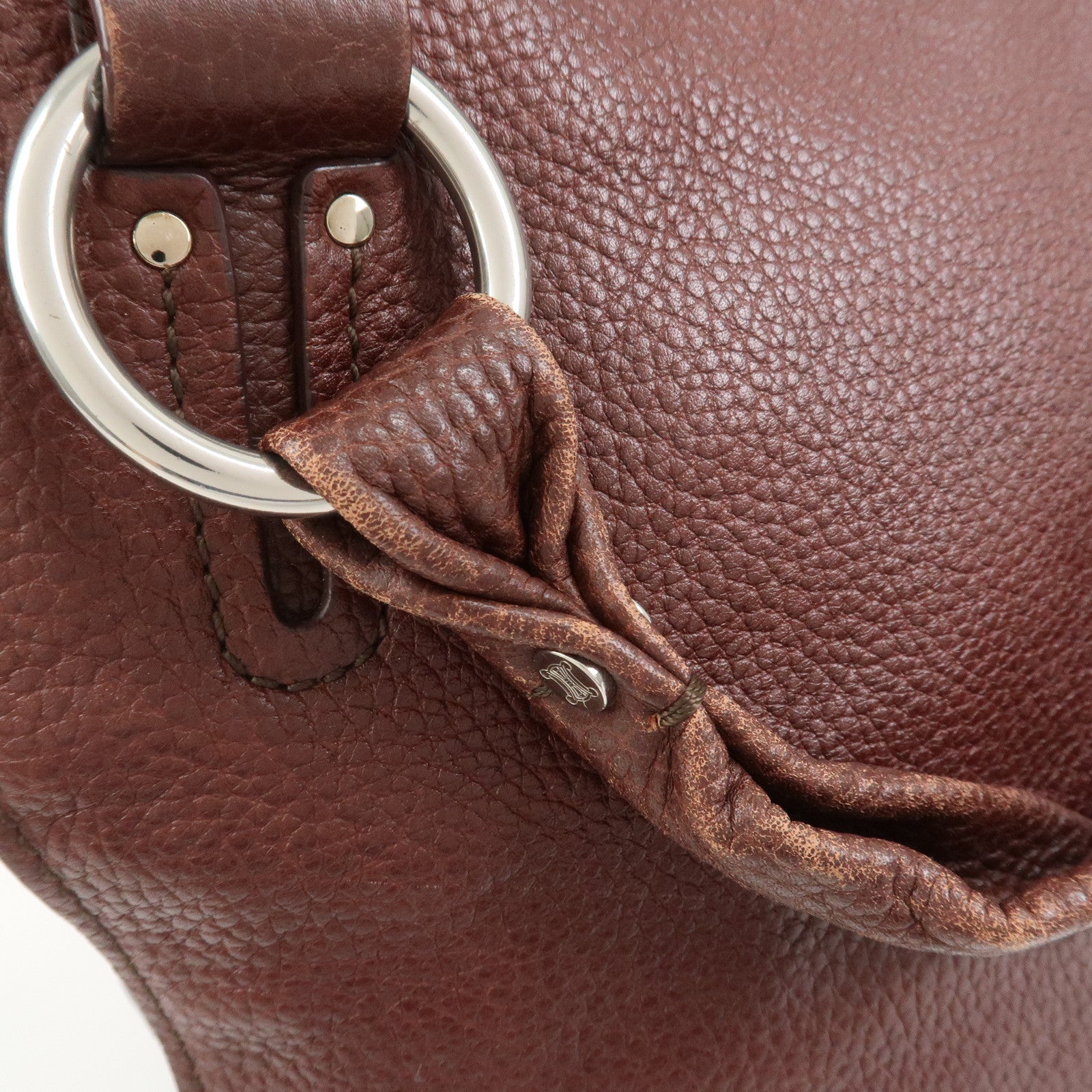 CELINE Bittersweet Leather Shoulder Bag Hand Bag Tote Bag Brown