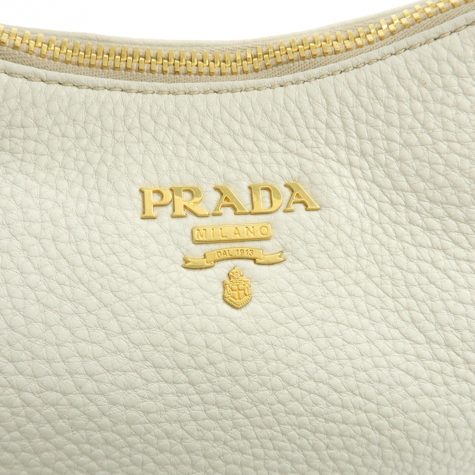 PRADA Logo Calf Leather Shoulder Bag Hand Bag White BR4311