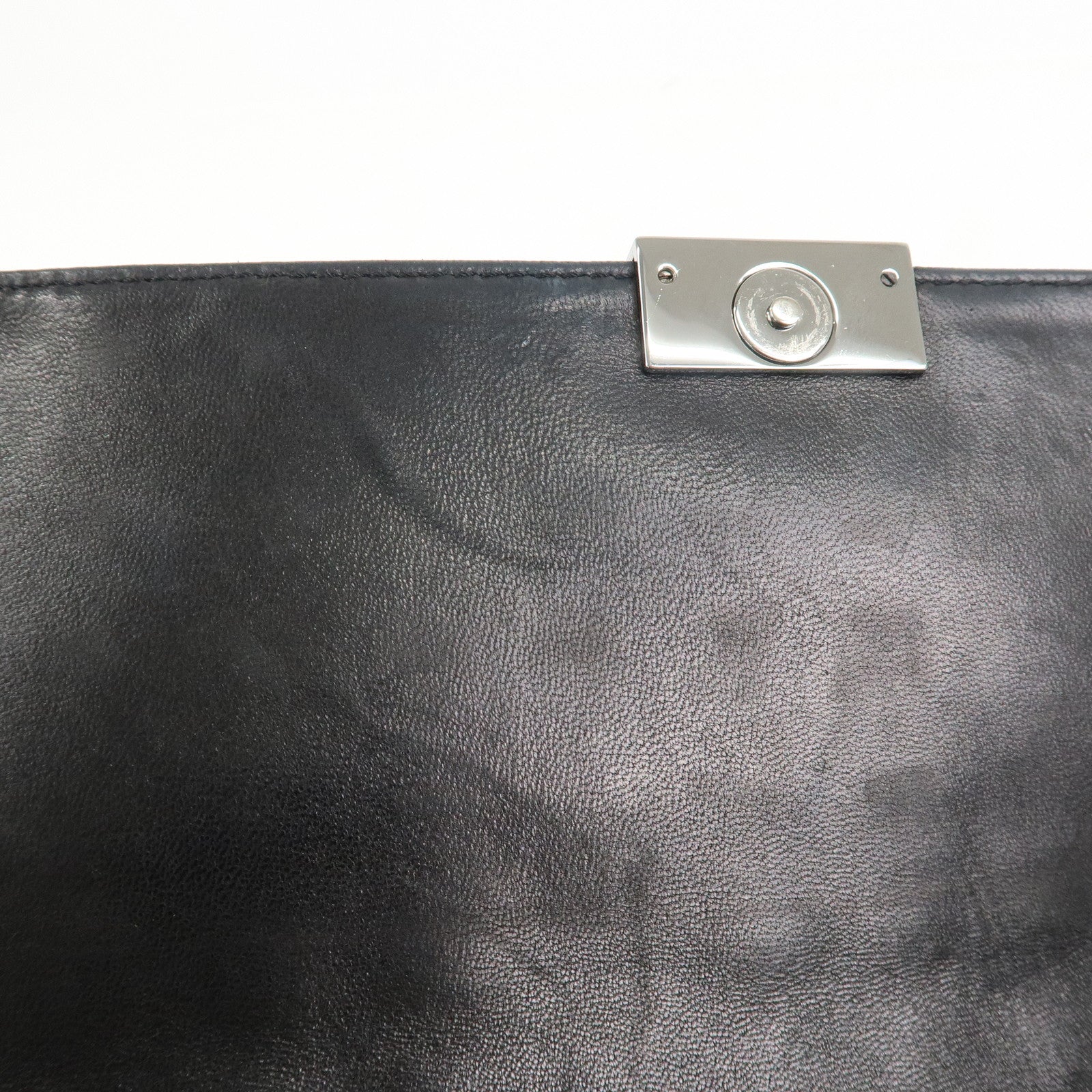 CHANEL Chocolate Bar COCO Mark Patent Leather Hand Bag Black