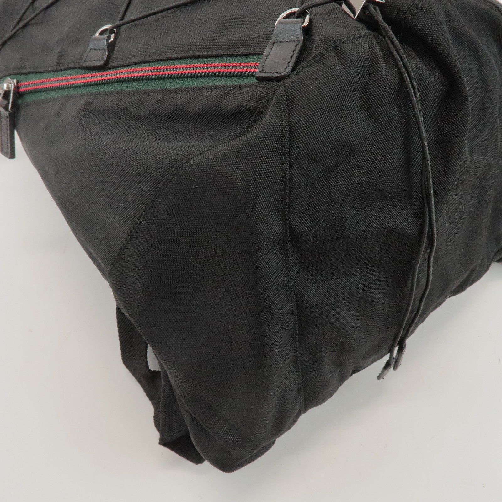GUCCI Sherry Nylon Web Zipper Line Backpack Rucksack Black 122349