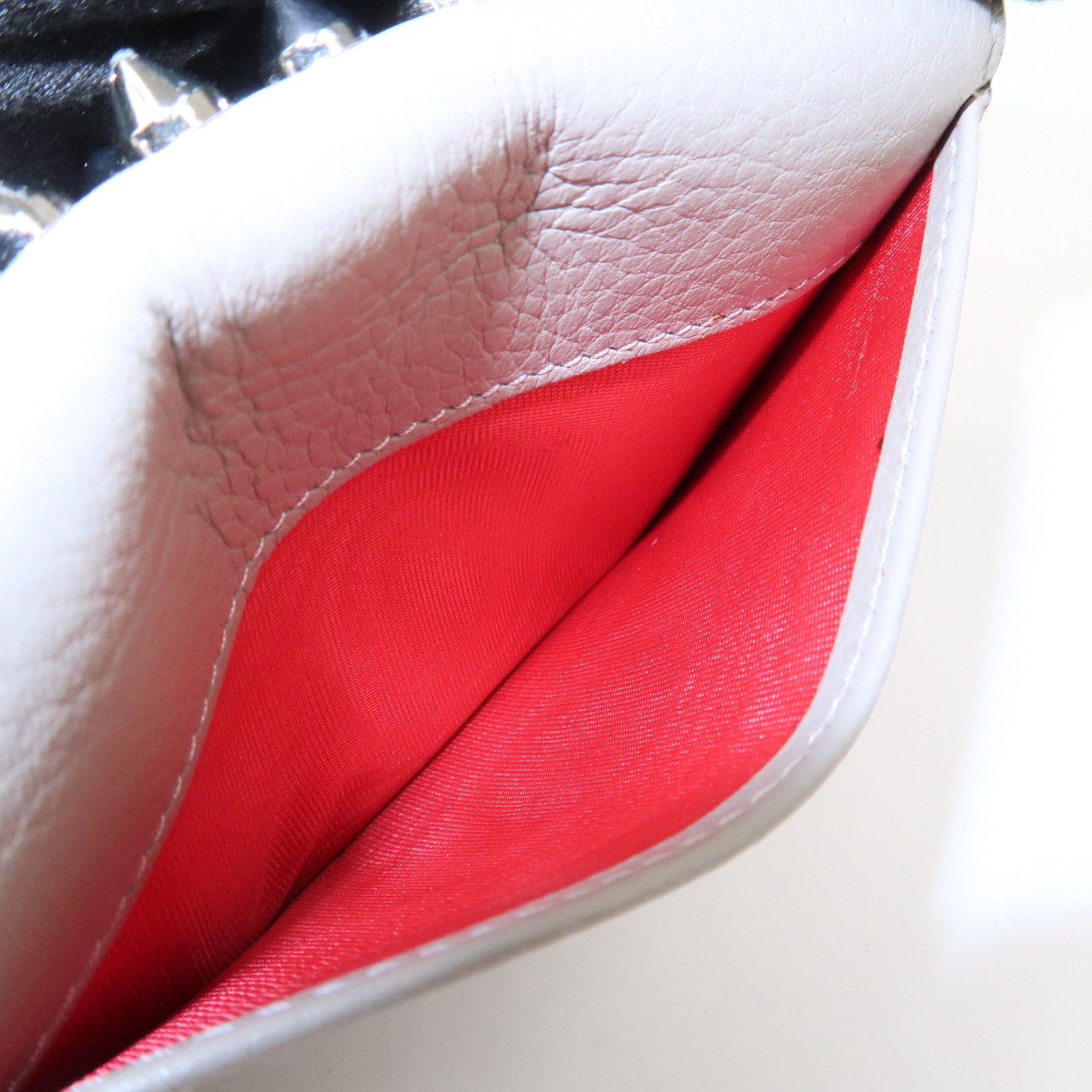 Christian Louboutin Leather Card Case Card Holder Studs Gray