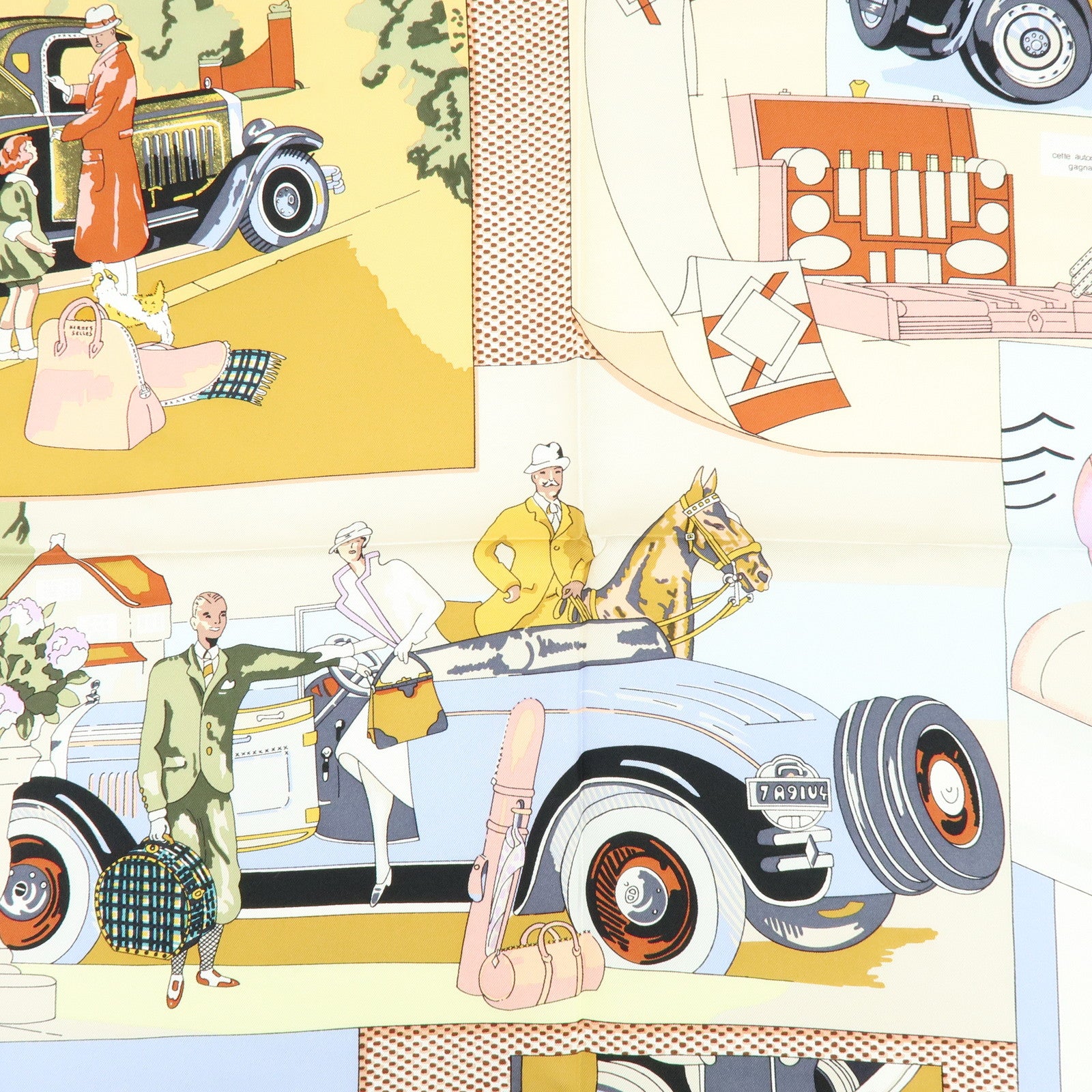 HERMES Carre 90 Silk Scarf L'Elegance et le Confort en Automobile