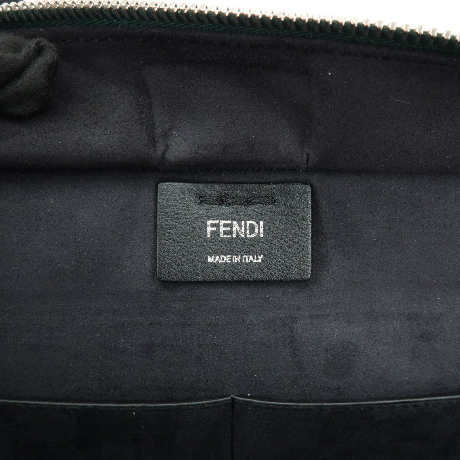 FENDI Trois Jours Leather Suede 2Way Hand Bag Black Green 8BH279