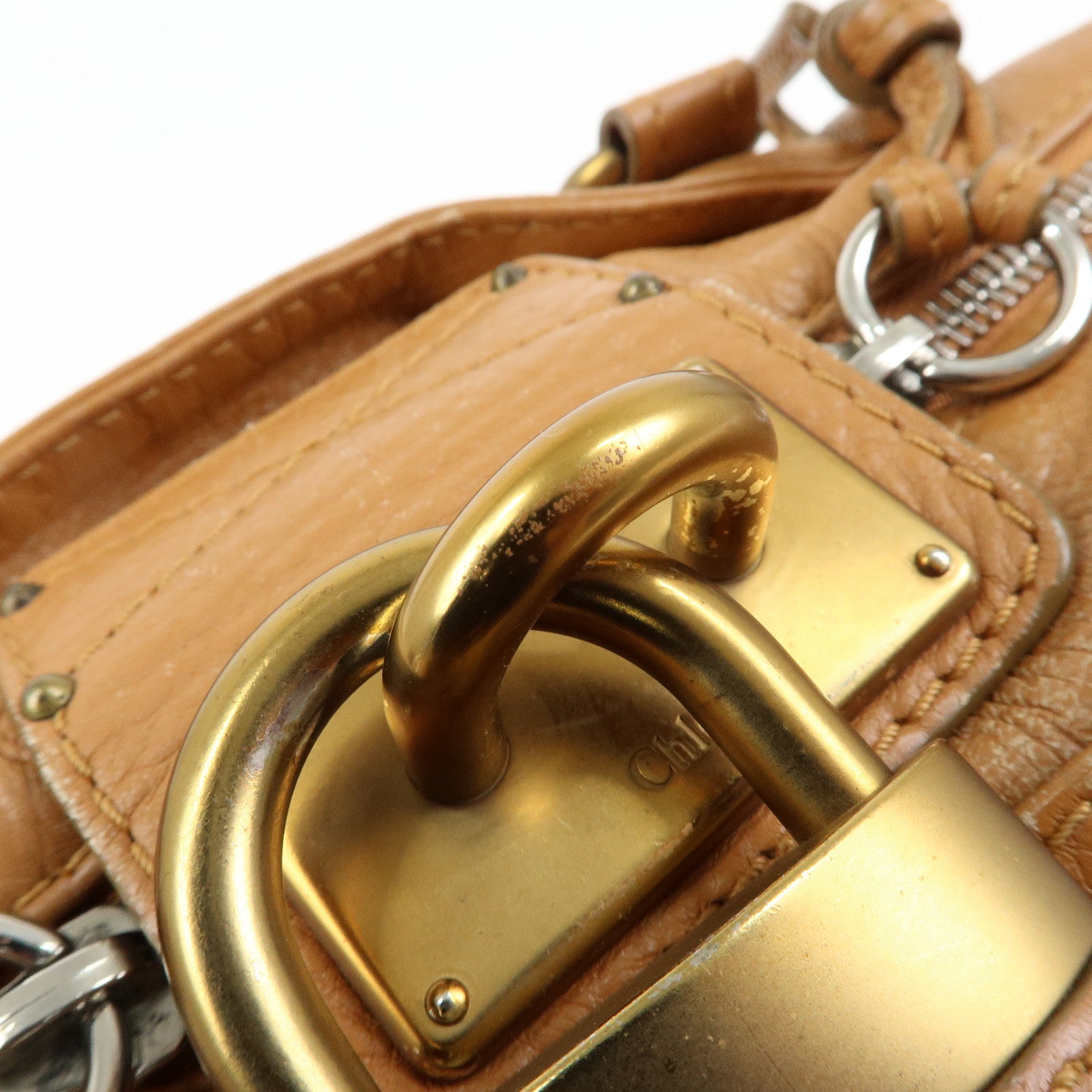 Chloe Paddington Medium Leather Hand Bag Shoulder Bag Brown