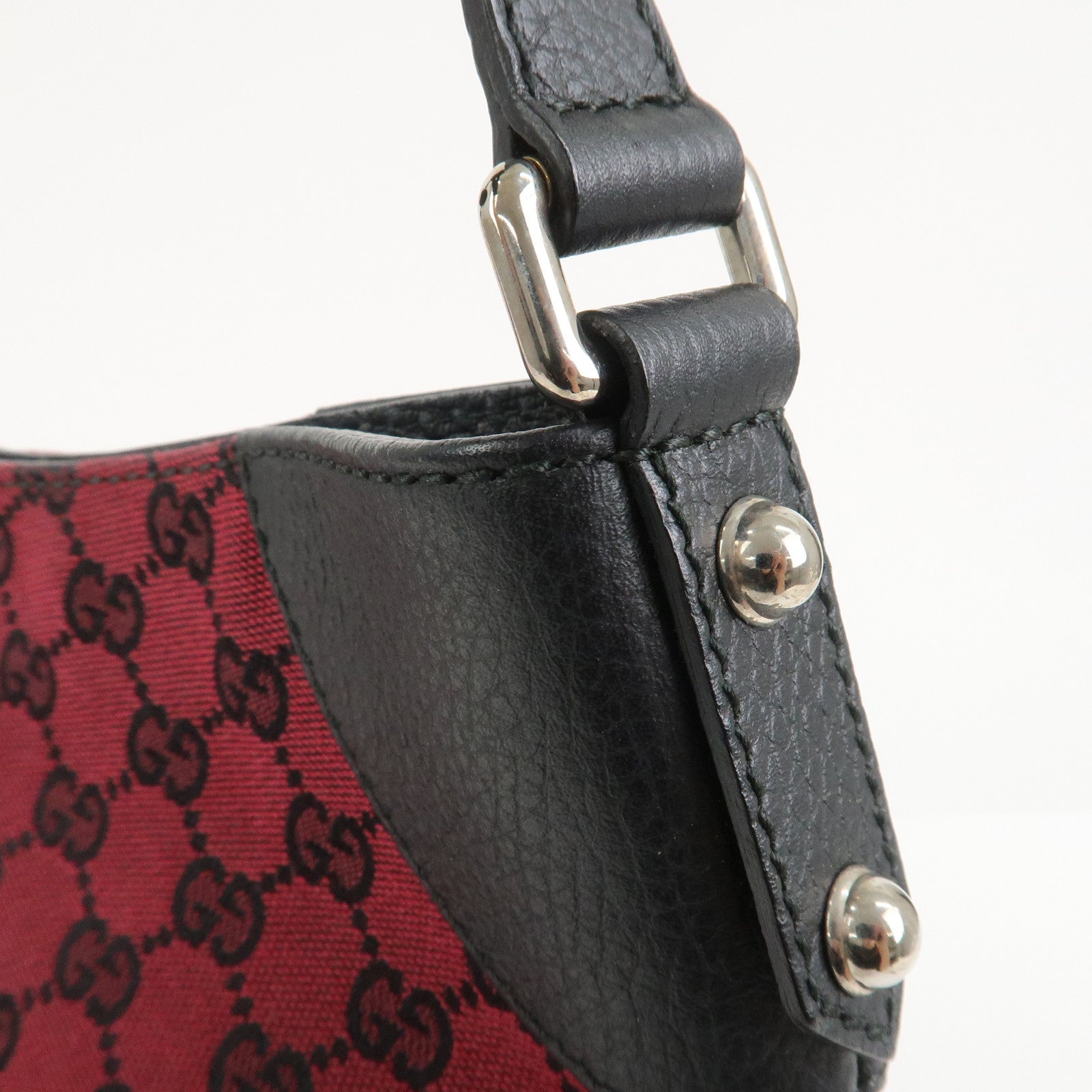 GUCCI GG Canvas Leather Shoulder Bag Red Black 272389
