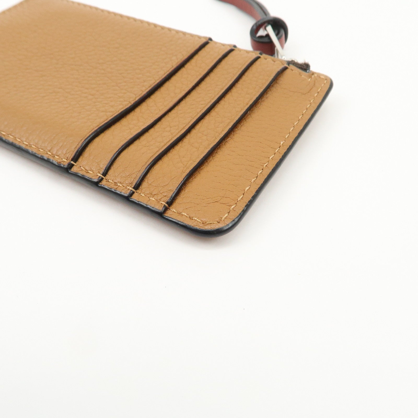 LOEWE Anagram Leather Coin Case Fragment Case Beige Brown