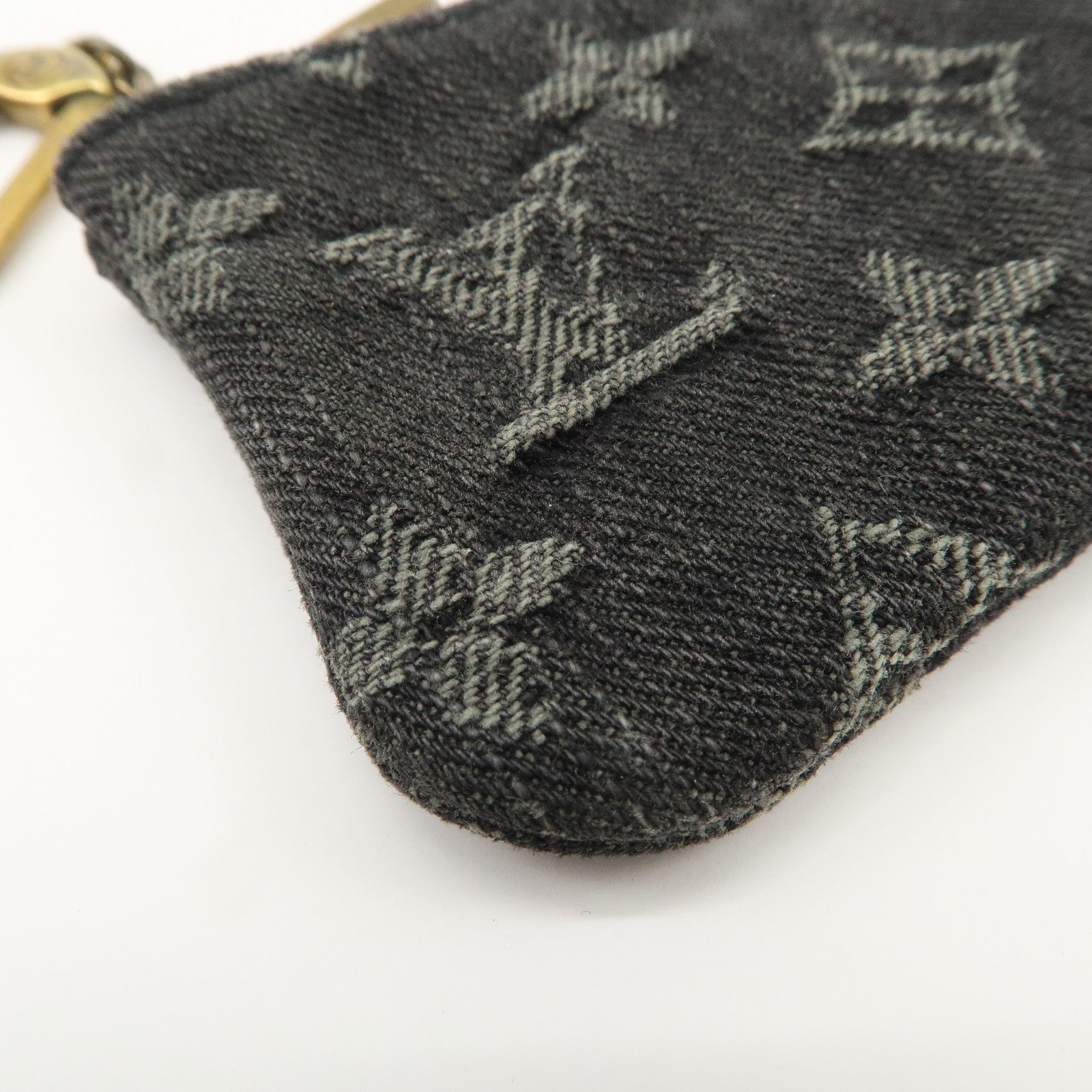 Louis Vuitton Monogram Denim Pochette Cles Coin Case Black M95616