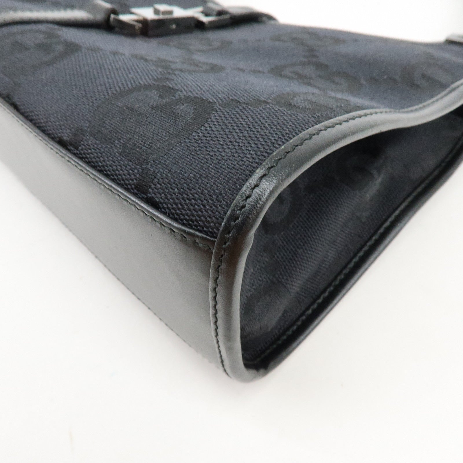 GUCCI Jackie GG Canvas Leather Shoulder Bag Hand Bag Black 002.1068