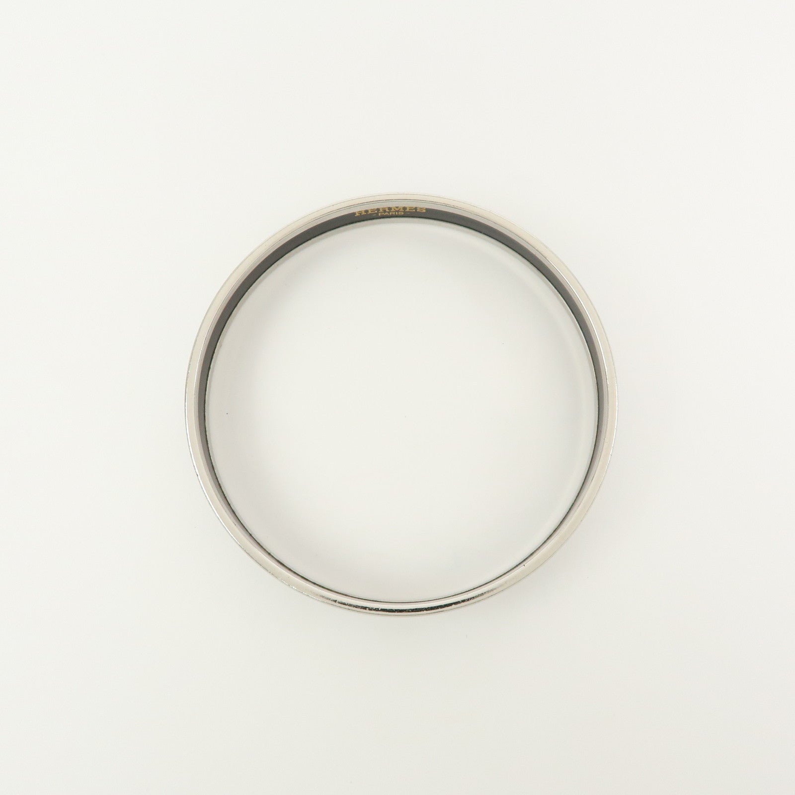 HERMES Email PM Plated Bangle Bracelet Silver Light Blue
