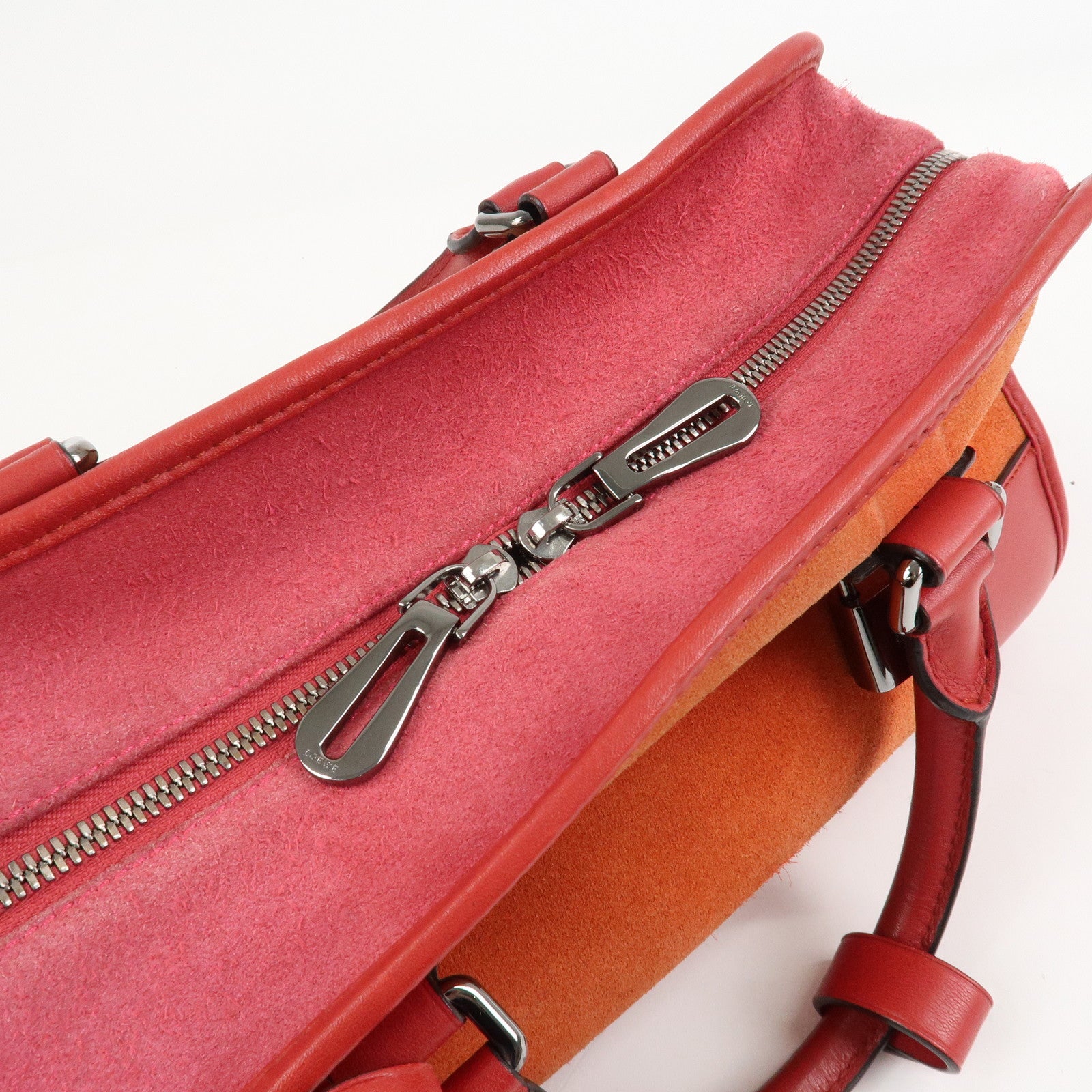 LOEWE Anagram Leather Suede Amazona 28 Hand Bag Orange Red