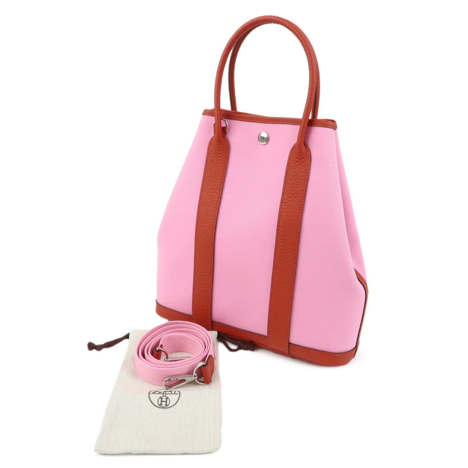 HERMES Garden File PM Y Stamped Toile Militaire Leather 2Way Bag