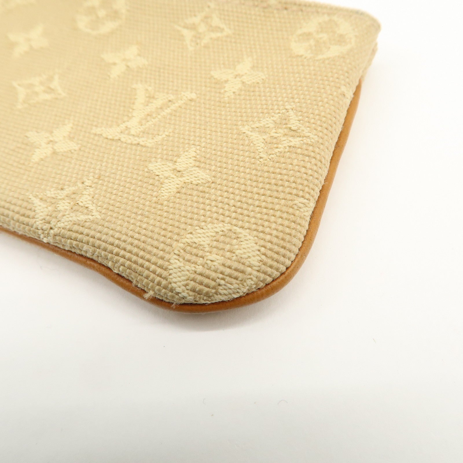 Louis Vuitton Monogram Mini Lin Pochette Cles Coin Case Beige M92438 Used