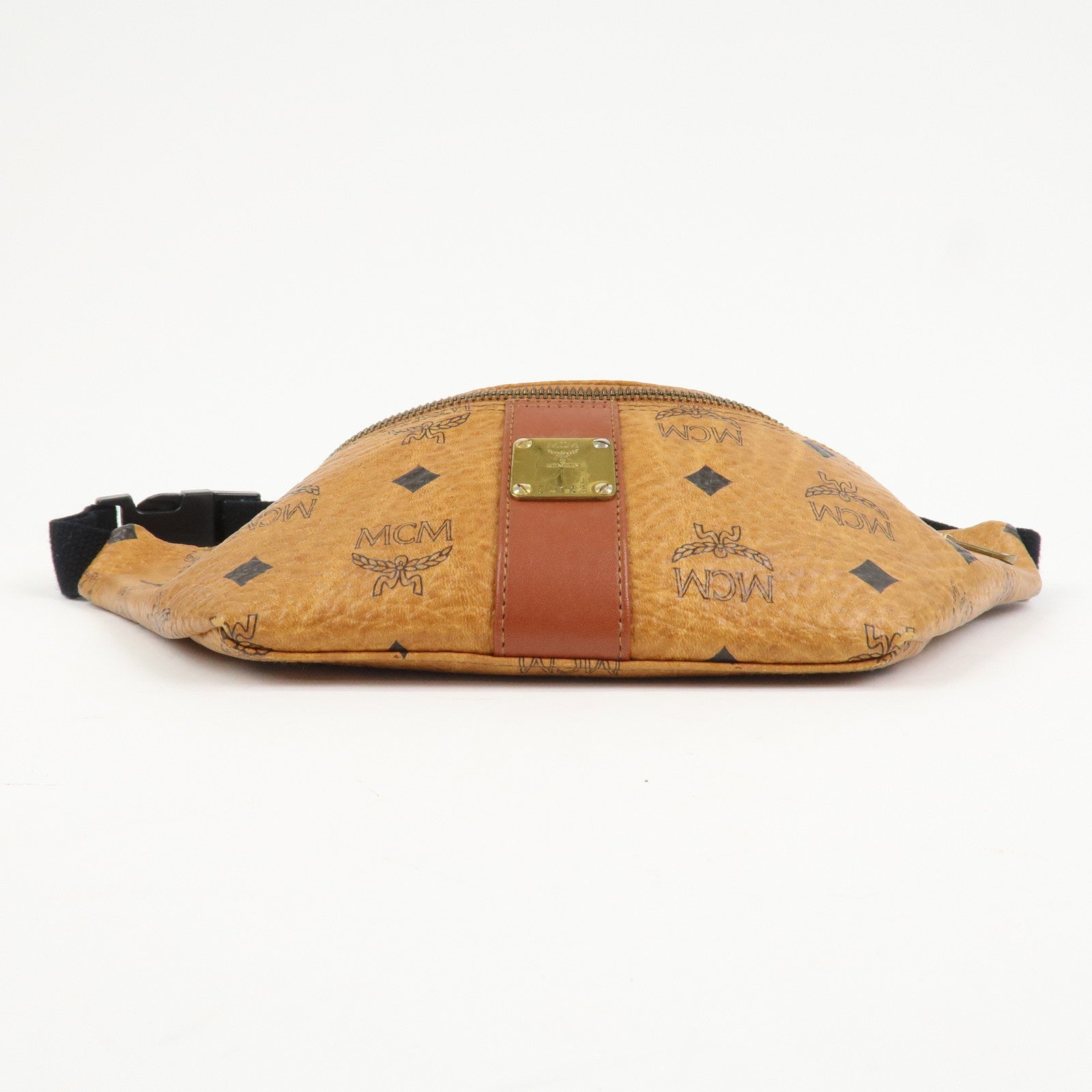 MCM Visetos Leather Waist Bag Waist Pouch Crossbody Bag Brown