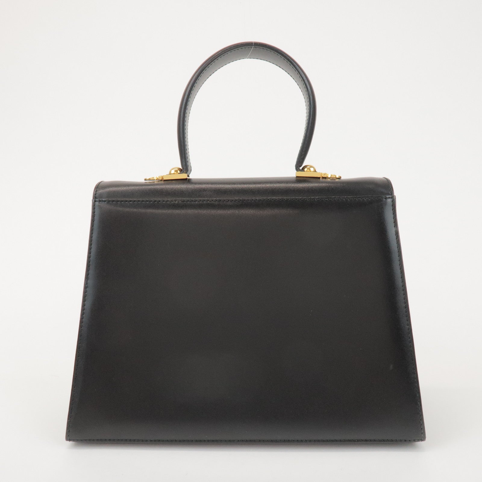 Ferragamo Gancini Calf Leather 2Way Bag Hand Shoulder Bag Black
