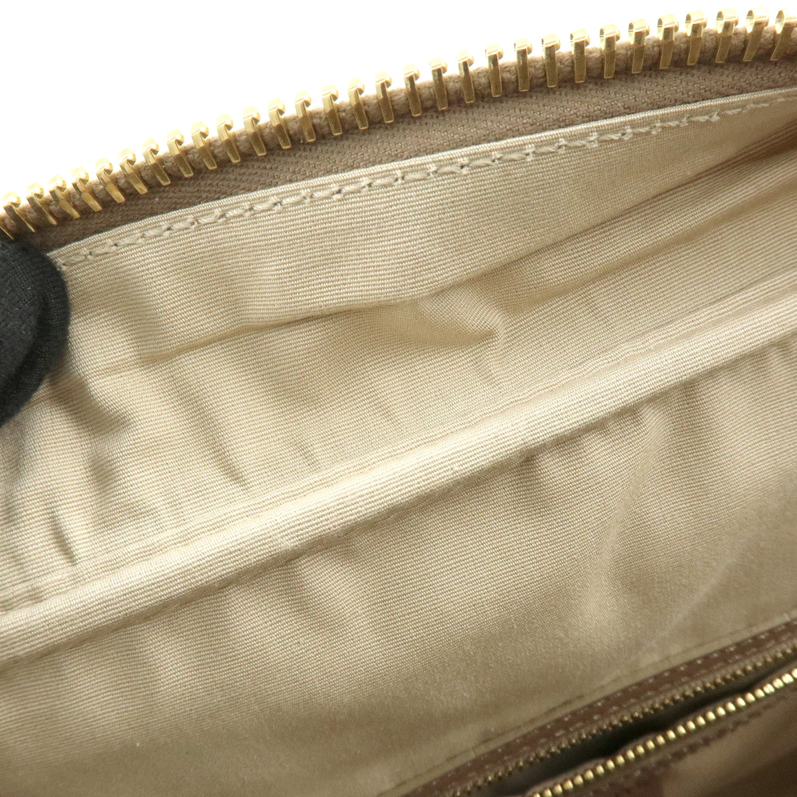 CELINE Leather Suede Hand Bag Boston Bag Beige