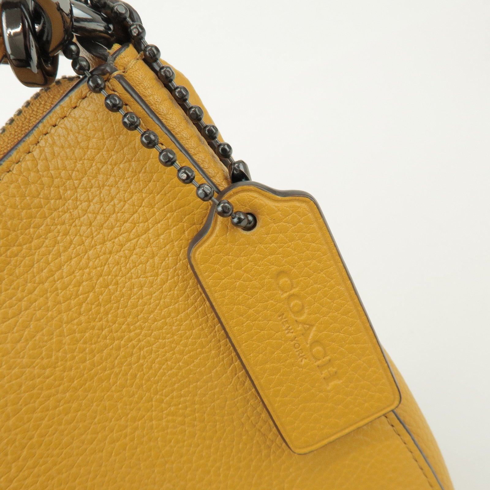 COACH Logo Leather 2Way Bag Shoulder Bag Hand Bag Yellow