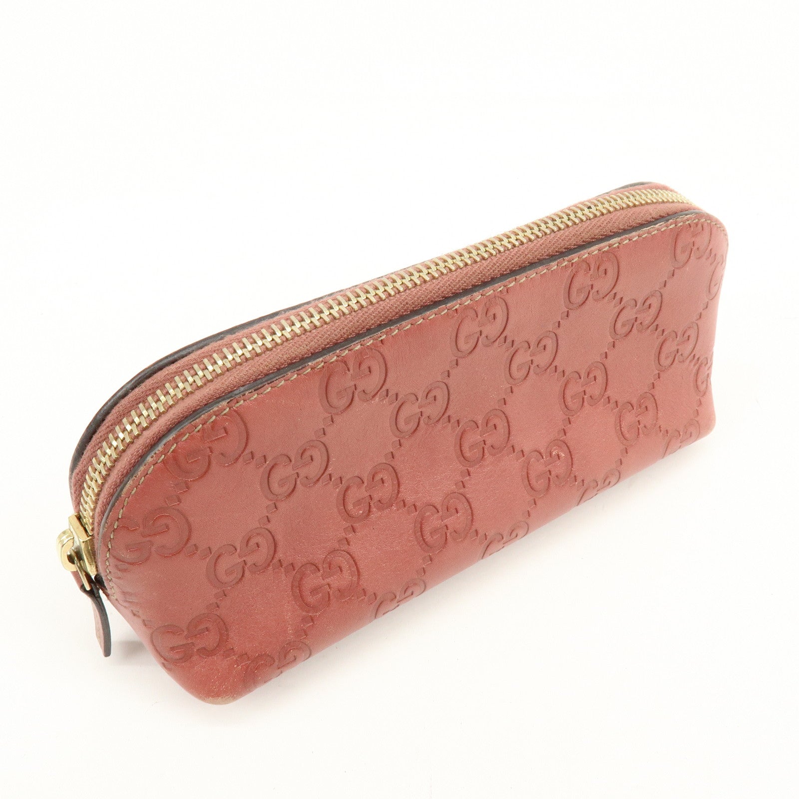 GUCCI Guccissima Leather Cosmetic Pouch Makeup Bag Rose Pink 141811