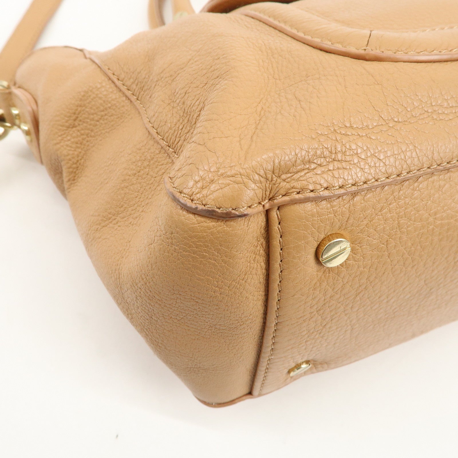 TORY BURCH Logo Leather 2Way Bag Shoulder Bag Hand Bag Brown