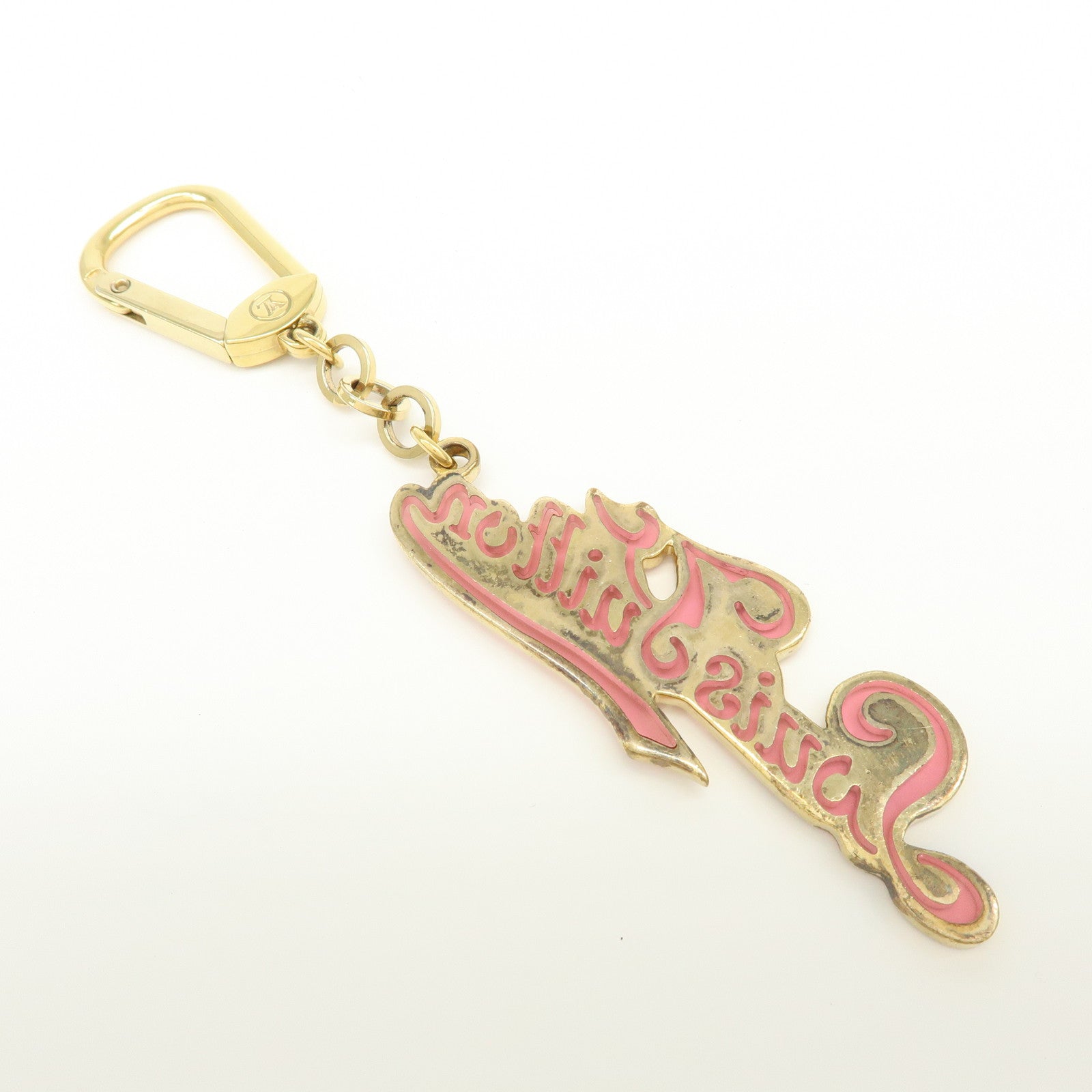 Louis Vuitton Logo Set of 2 Metal Bag Charm Key Charm Gold
