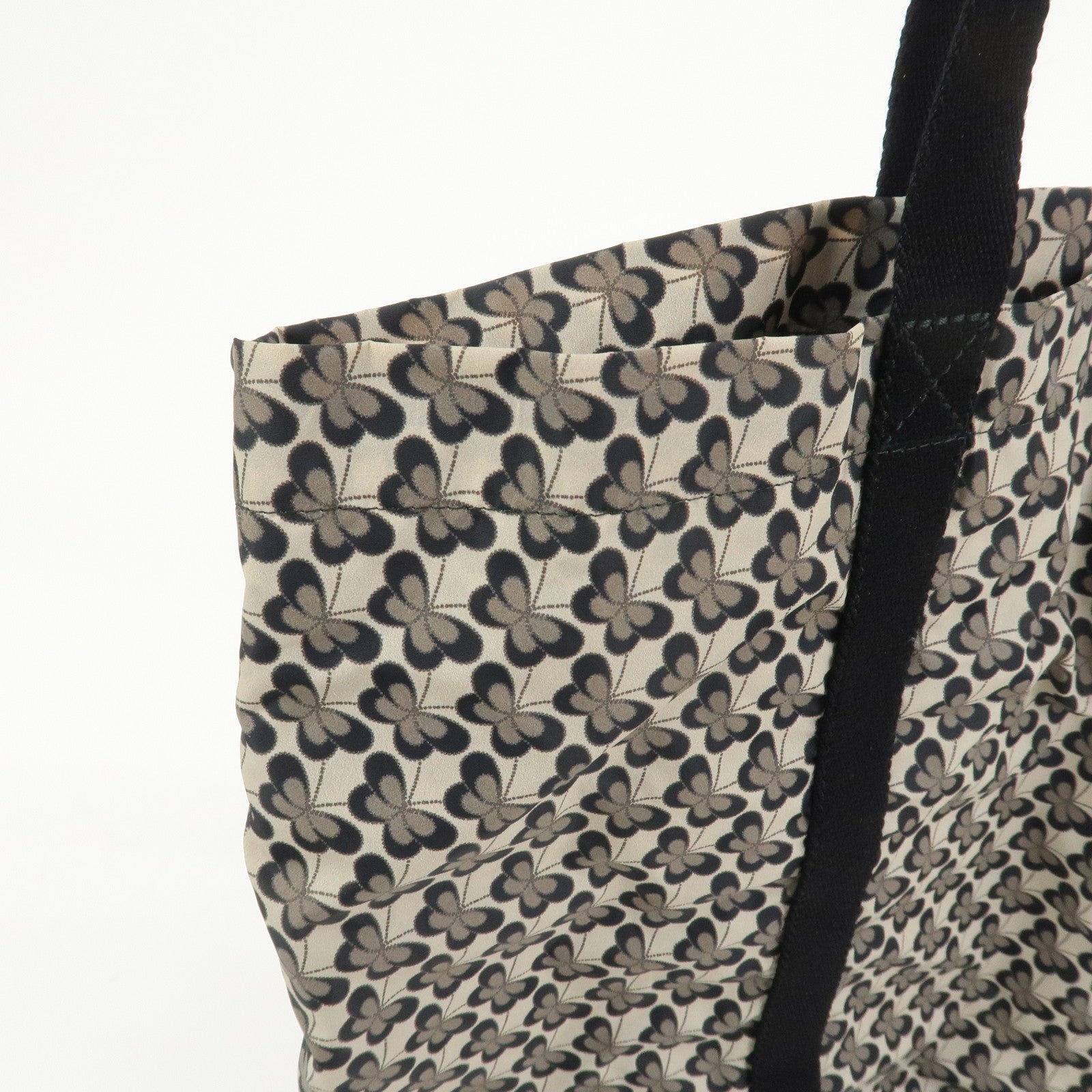 BOTTEGA VENETA Intrecciato Leather Foldable Tote Bag Nylon Black
