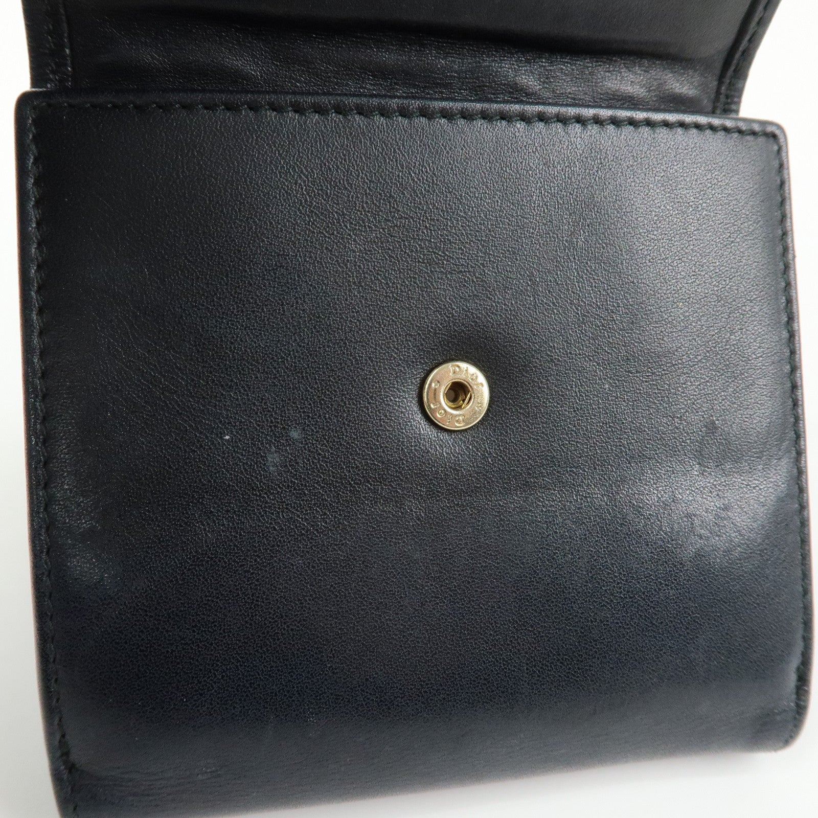 Christian Dior Cannage Lamb Skin Bi-fold Compact Wallet Black