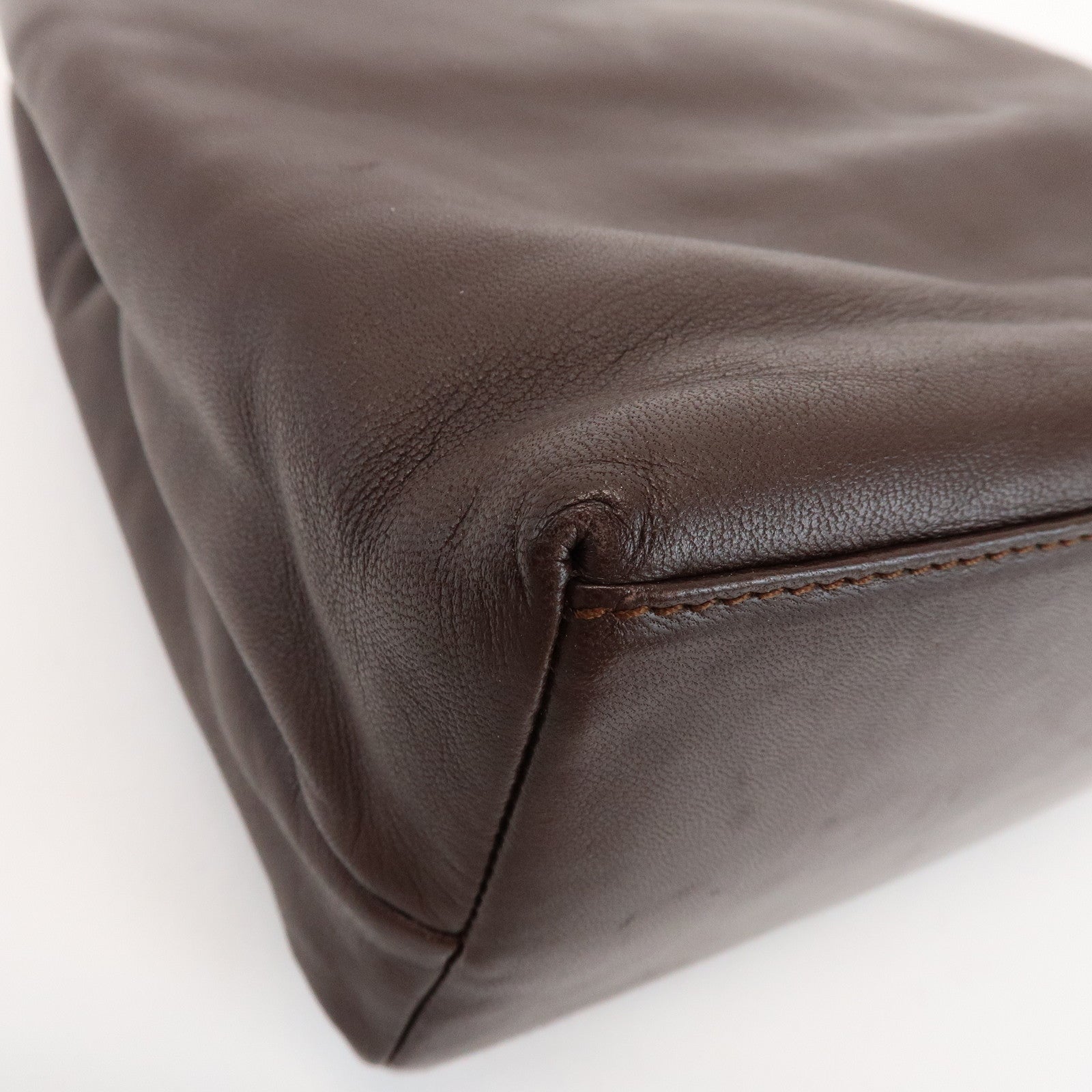 LOEWE Anagram Logo Leather Hand Bag Mini Tote Bag Brown