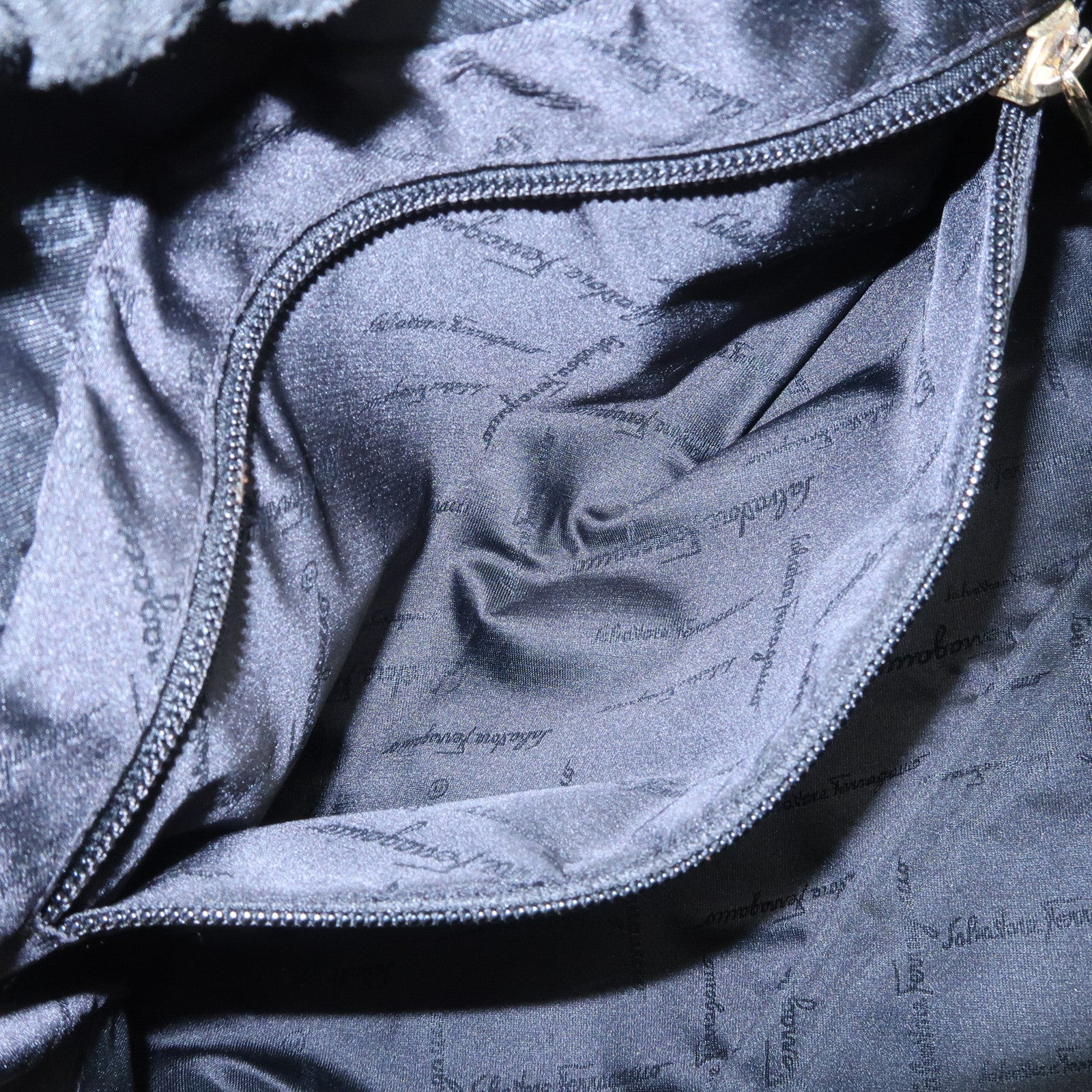 Ferragamo Gancini Leather Canvas Shoulder Bag Hand Bag Beige Brown