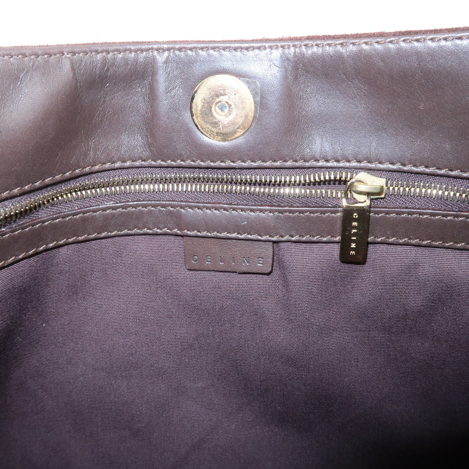 CELINE C Macadam Suede Leather Shoulder Bag Brown