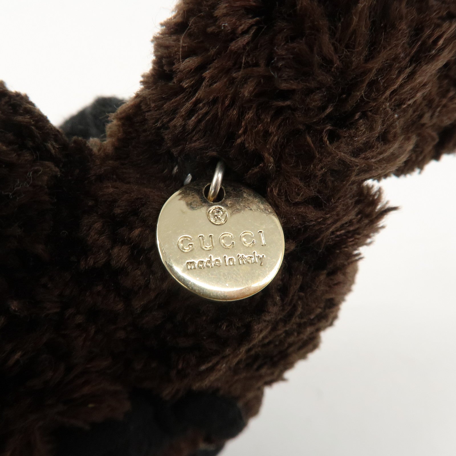 GUCCI Gucciori Leather GG Supreme Bag Charm Poodle Beige Brown Used