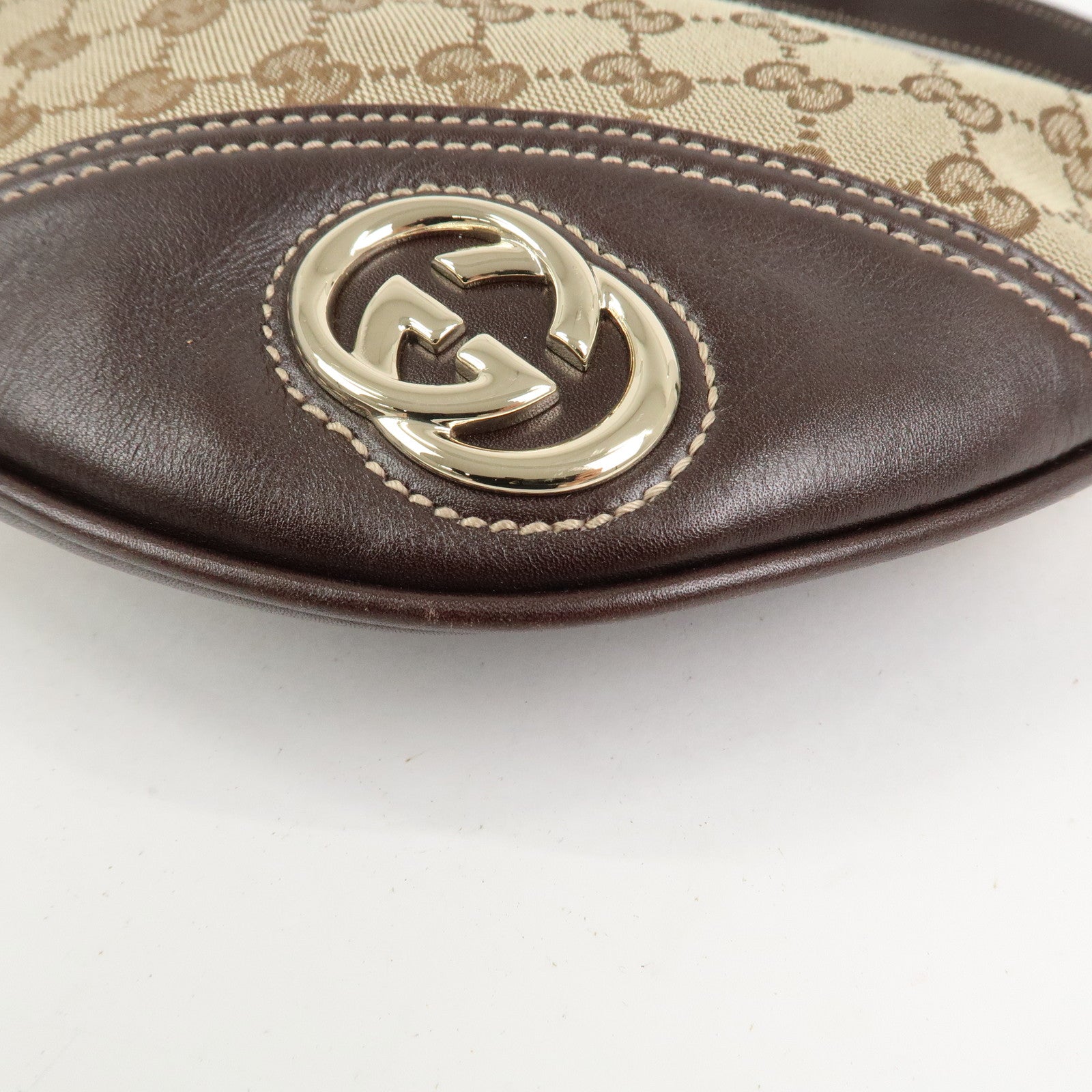 GUCCI New Britt Interlocking G Canvas Leather Shoulder Bag 169998