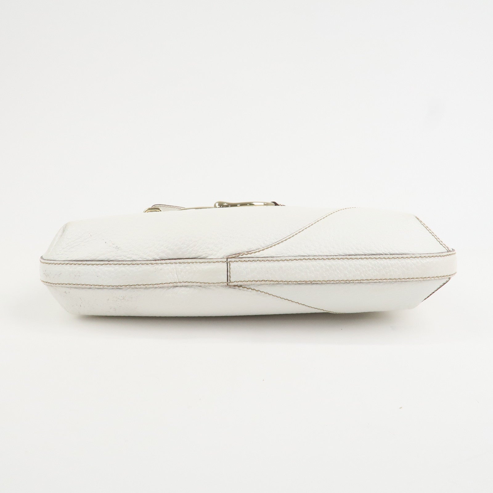 GUCCI Horsebit Leather Shoulder Bag Hand Bag White 137388