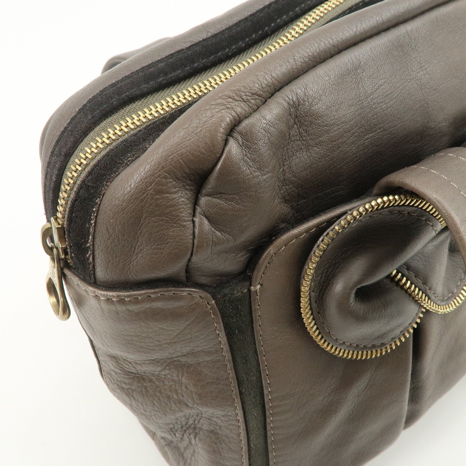 Chloe See by Chloe Leather Shoulder Bag Hand Bag Ribbon Brown