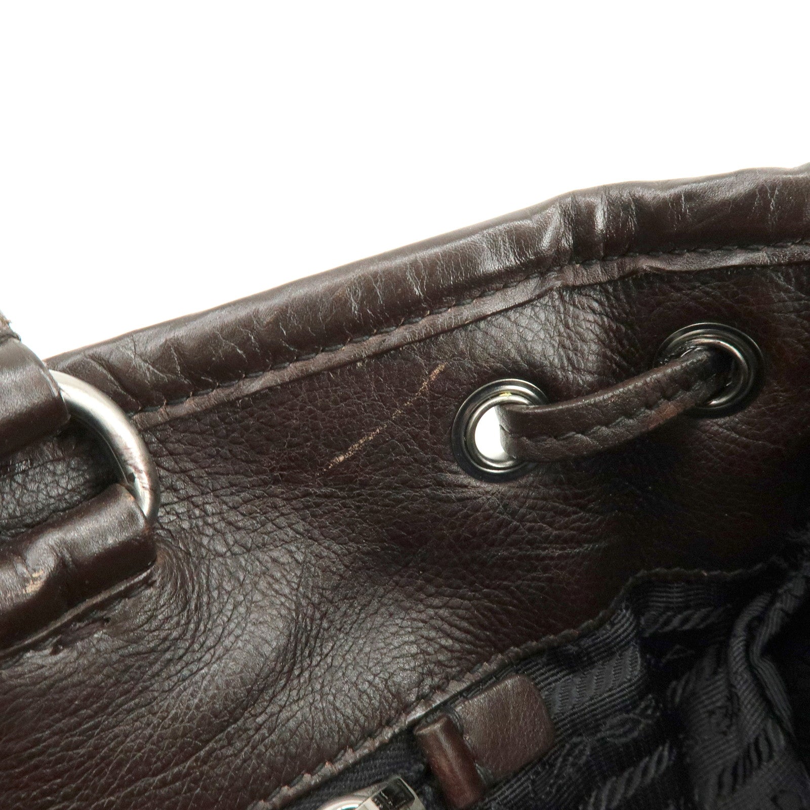 PRADA Nylon Leather 2Way Bag Hand Bag Shoulder Bag Brown