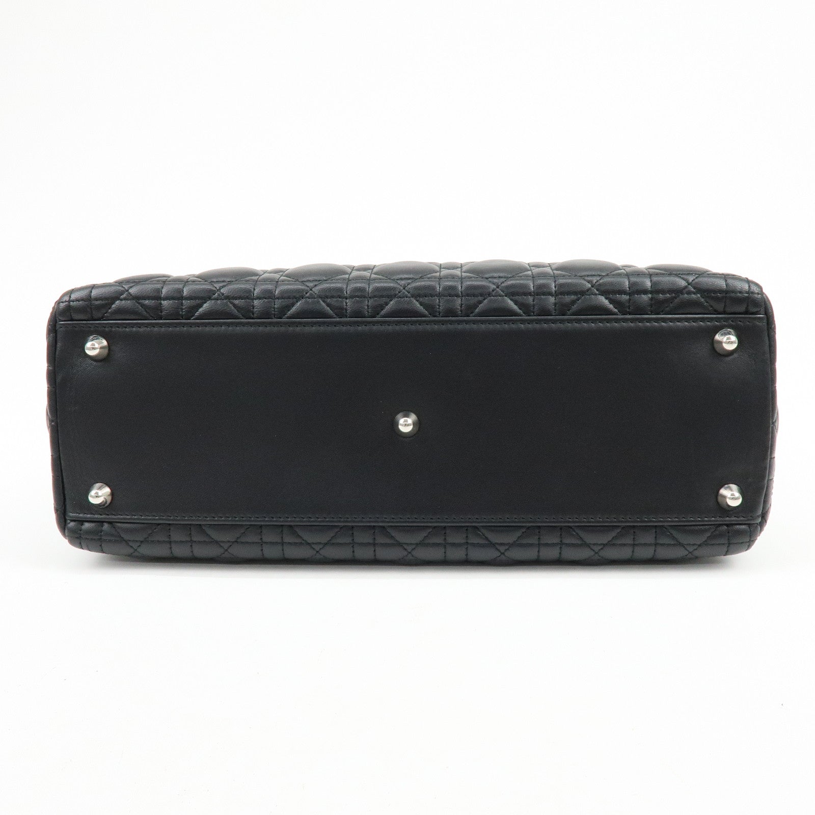 Christian Dior Cannage Large Lamb Skin 2Way Bag Hand Bag Black