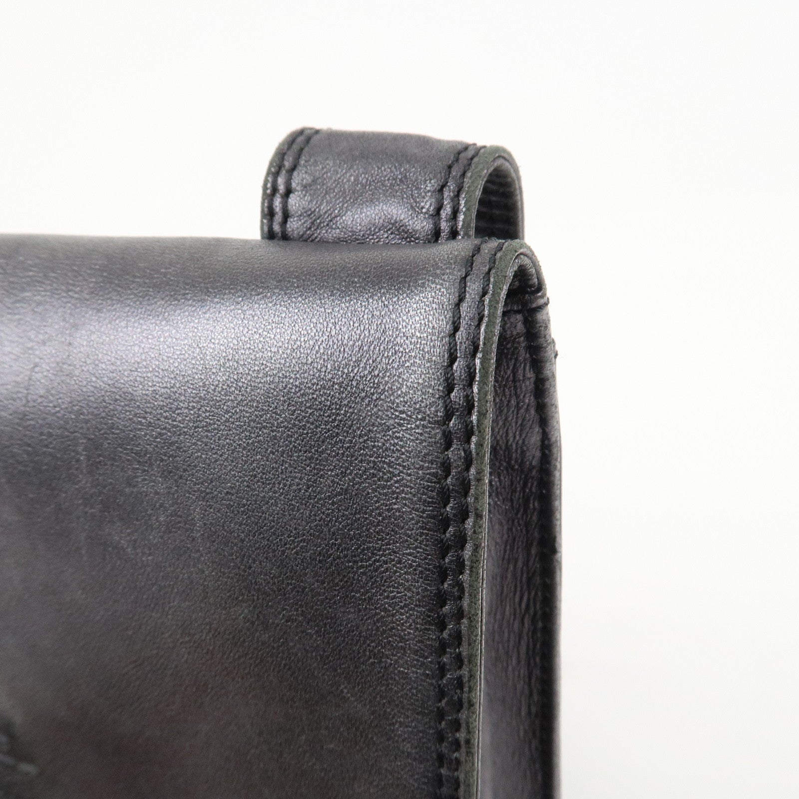 CHANEL Leather Shoulder Bag Crossbody Bag Metallic Gray