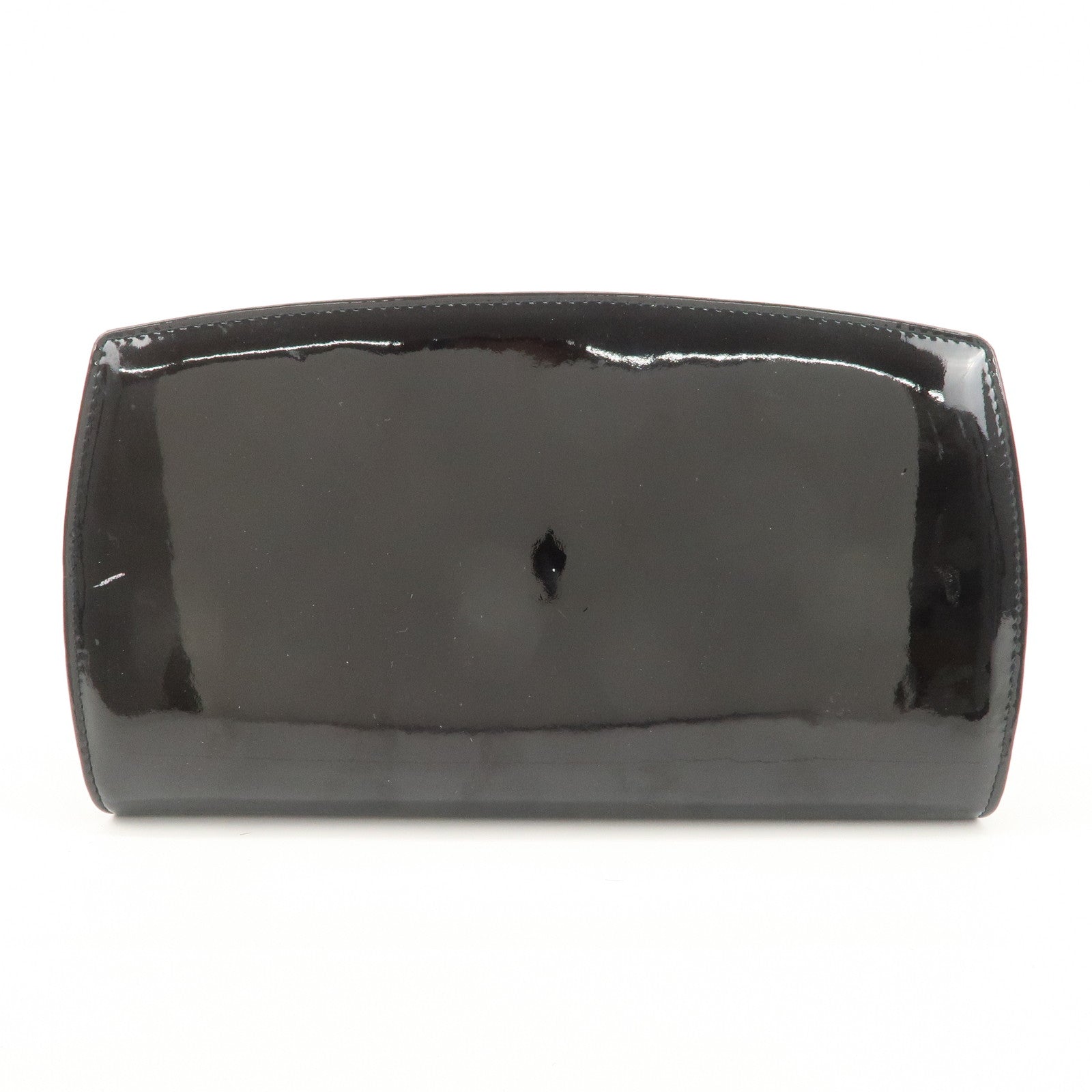 CHANEL COCO Mark Makeup Patent Leather Round Zippy Wallet Black A47663 Used