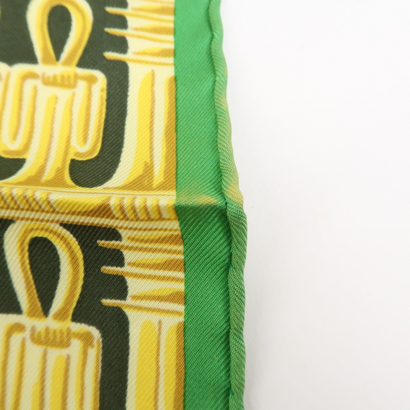 HERMES Carre 90 Silk 100% Scarf TUTANKHAMUN Green Gold