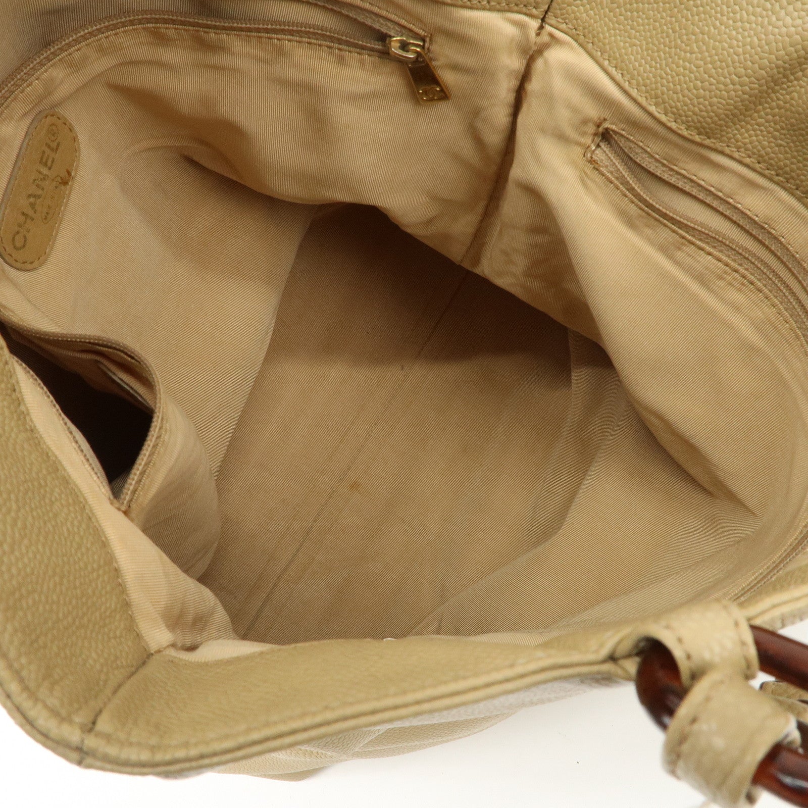 CHANEL COCO Mark Leather Chain Shoulder Bag Hand Bag Beige Used