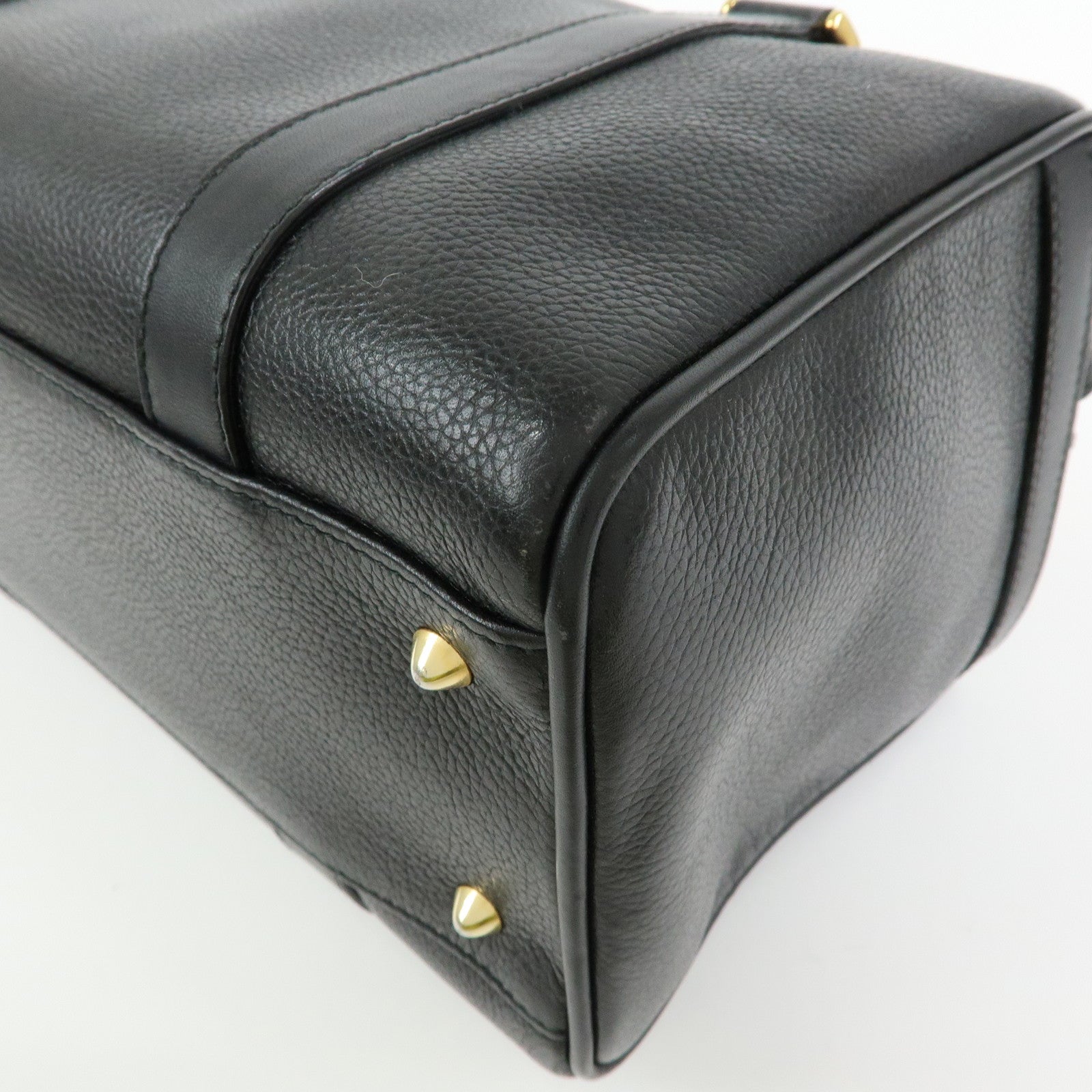 GUCCI Interlocking G Leather Boston Bag Hand Bag Black 000・58・0093